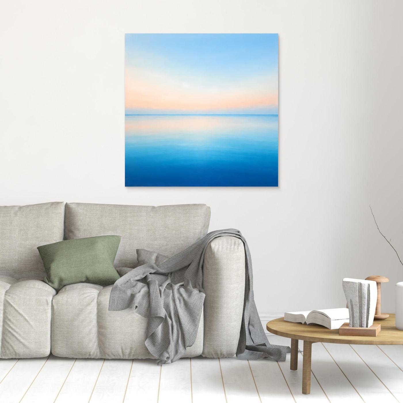 Leinwand Minimalistischer Meereshorizont im Pastelllicht | Abstraktes Ozean Wandbild