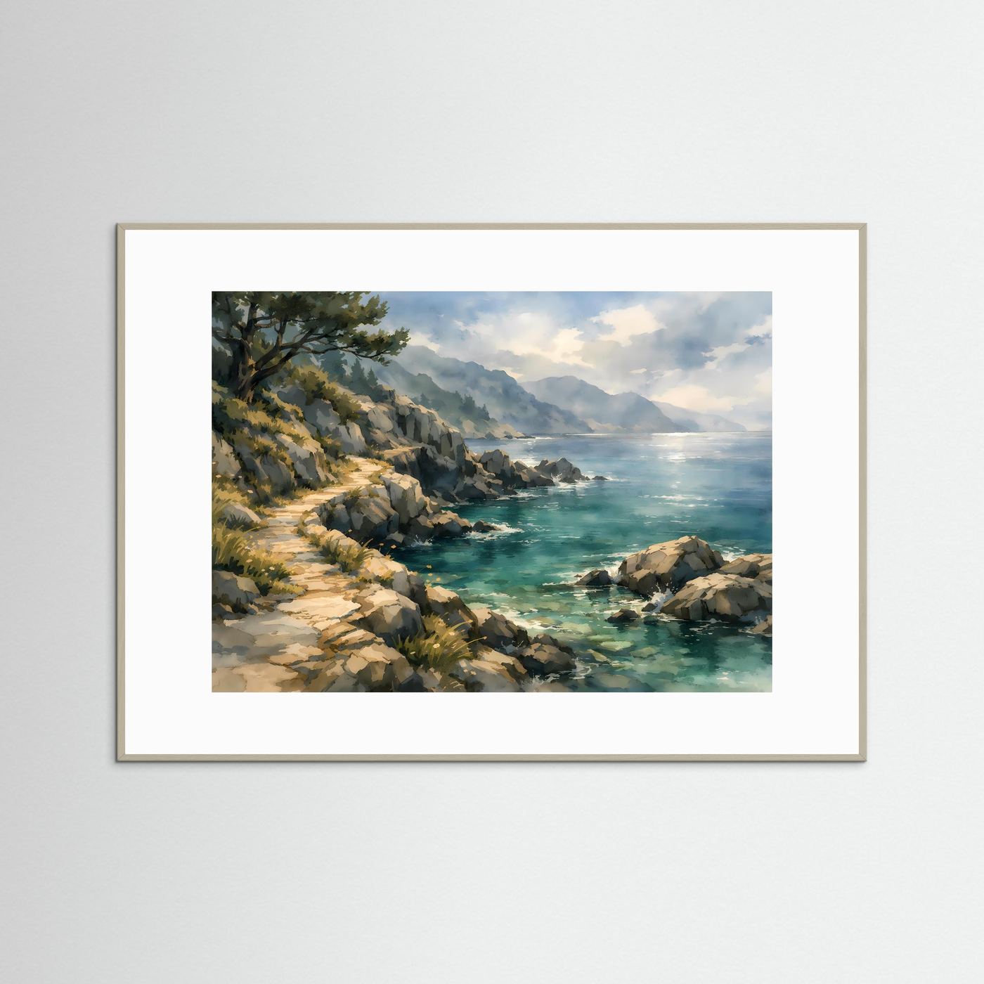 Mediterraner Küstenpfad am Meer | Panorama Natur & Landschaft Poster Querformat