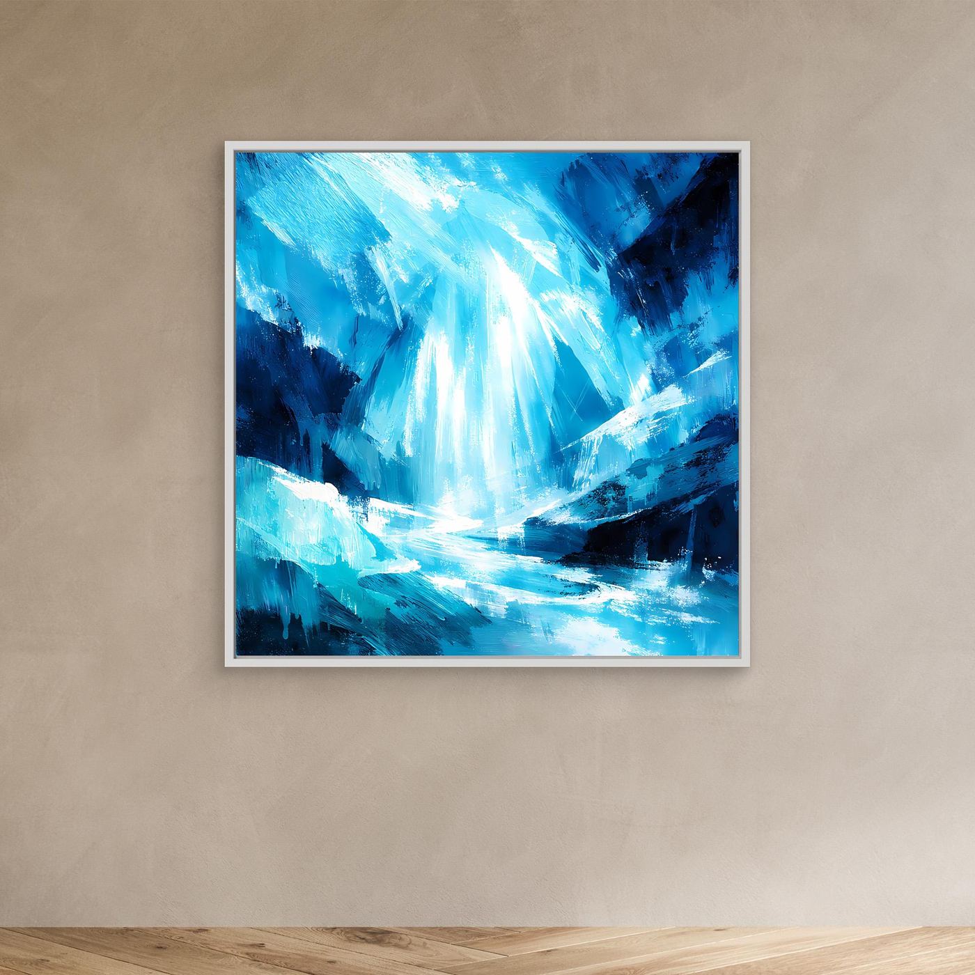 Leinwand Magischer Eiswasserfall | Abstraktes Natur Fantasy Wandbild
