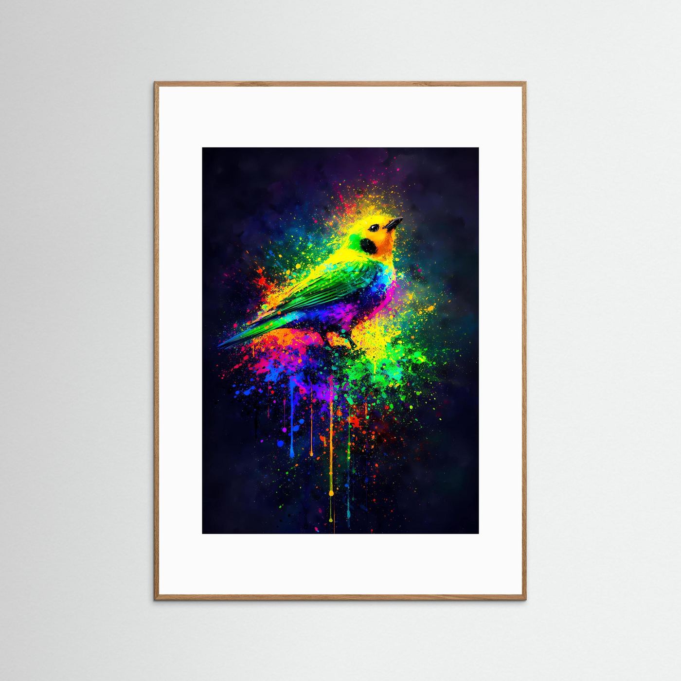 Farbexplosion der Natur | Modernes Vogel Poster bunt & lebendig | Abstraktes Kunstposter Hochformat