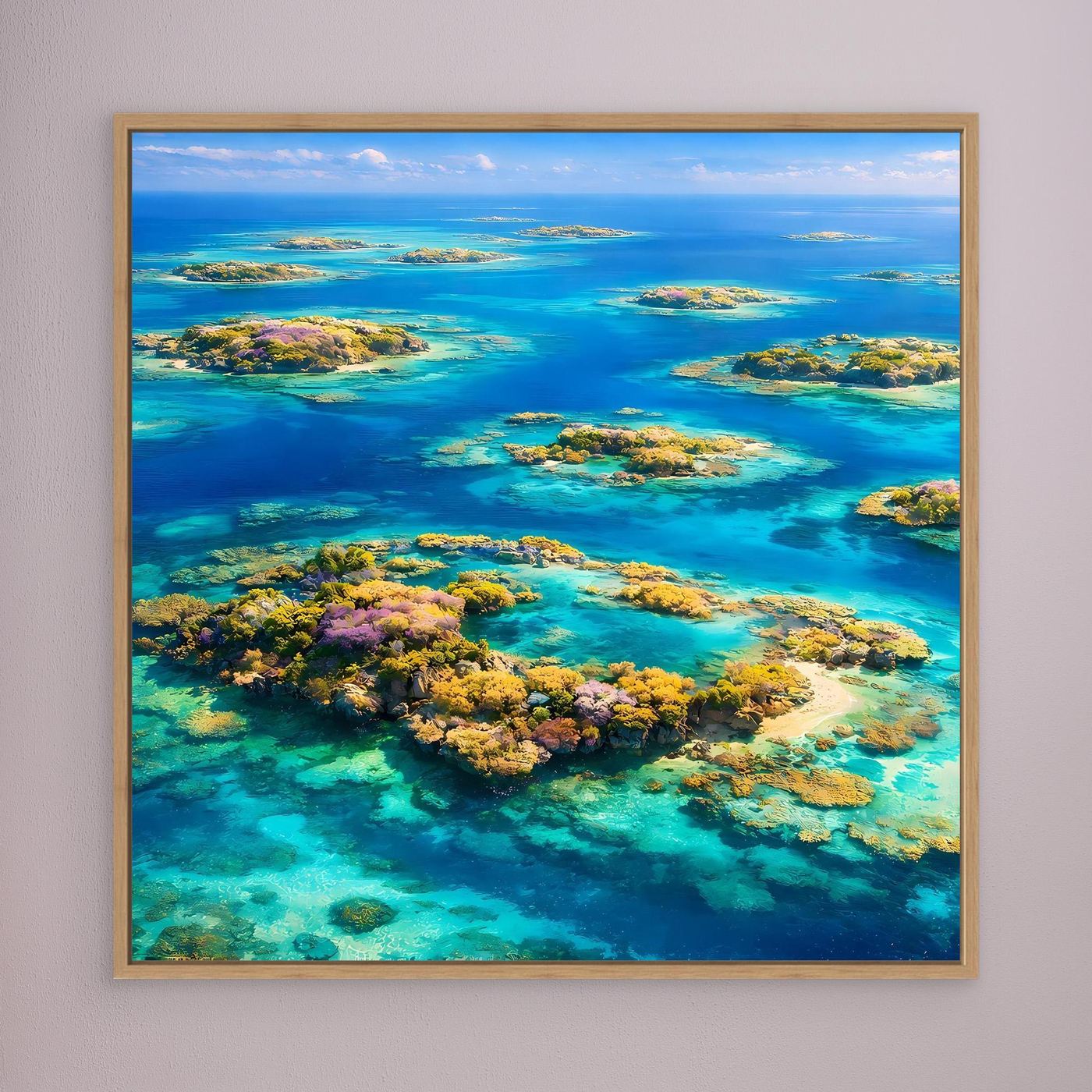 Leinwandbild Paradiesische Inselwelt | Tropisches Atoll Wandbild auf echtem Holzkeilrahmen