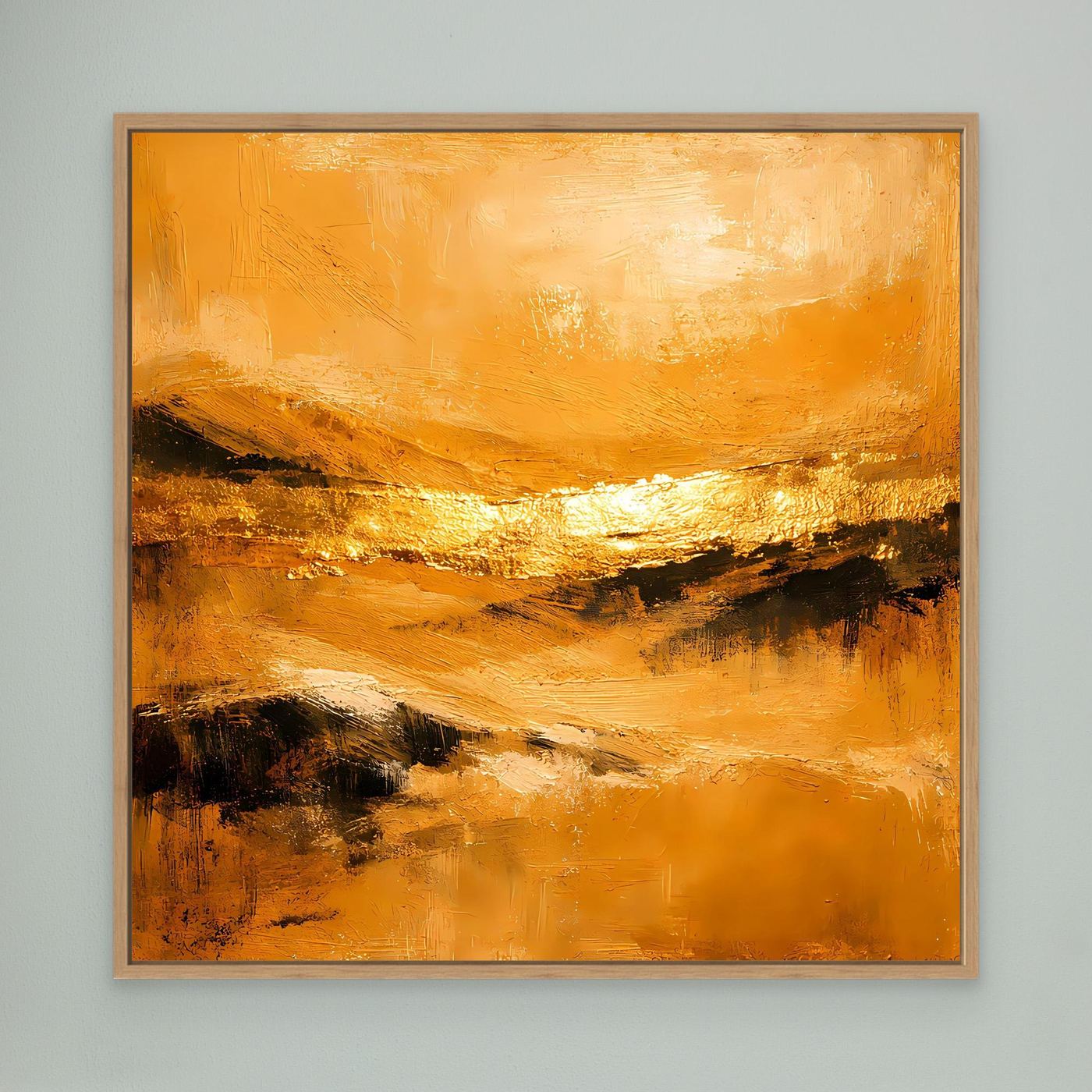 Leinwand Abstrakte Landschaft in Gold und Ocker | Modernes Elegantes Natur Wandbild