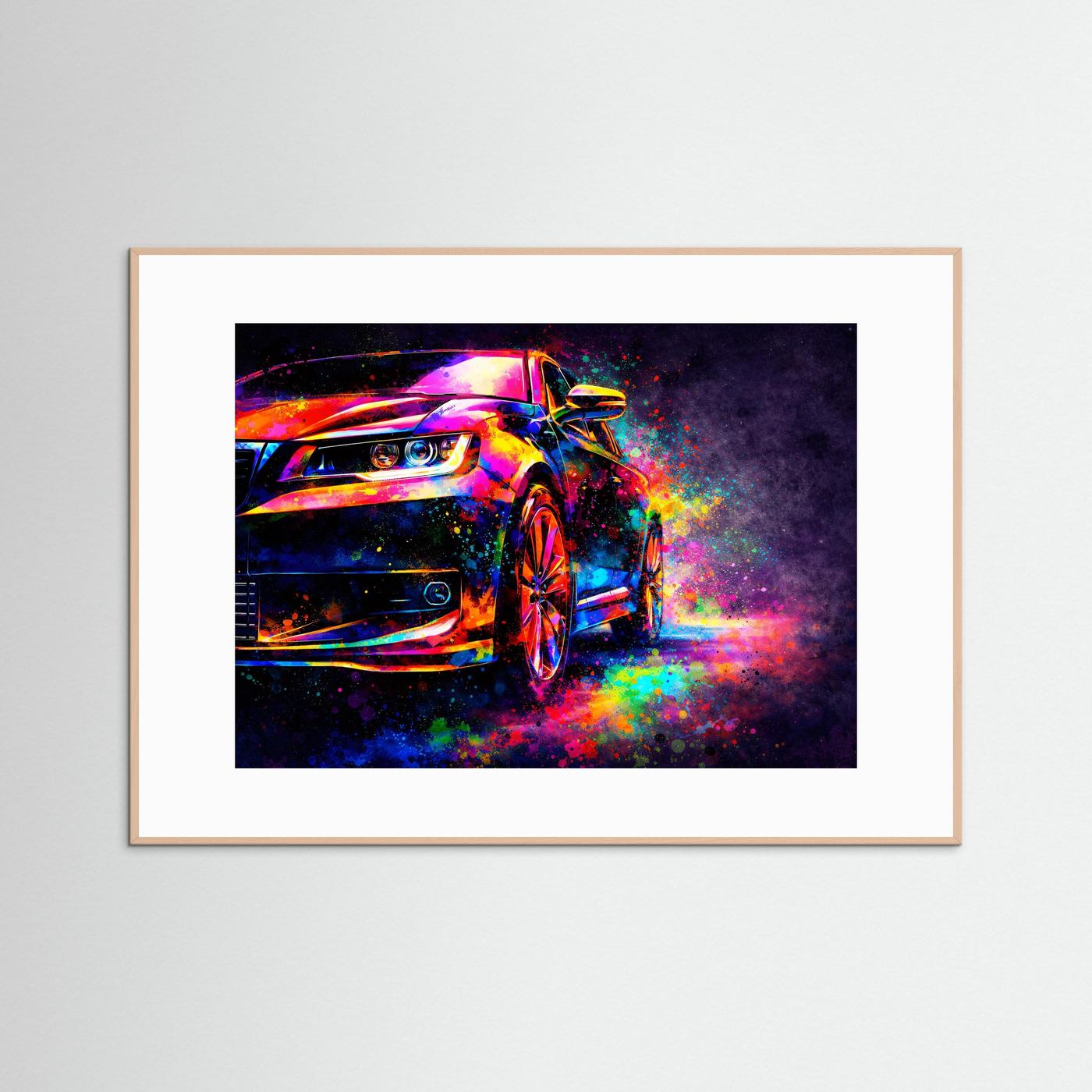 Sportwagen im Farbrausch | Modernes Auto Pop Art Poster Querformat