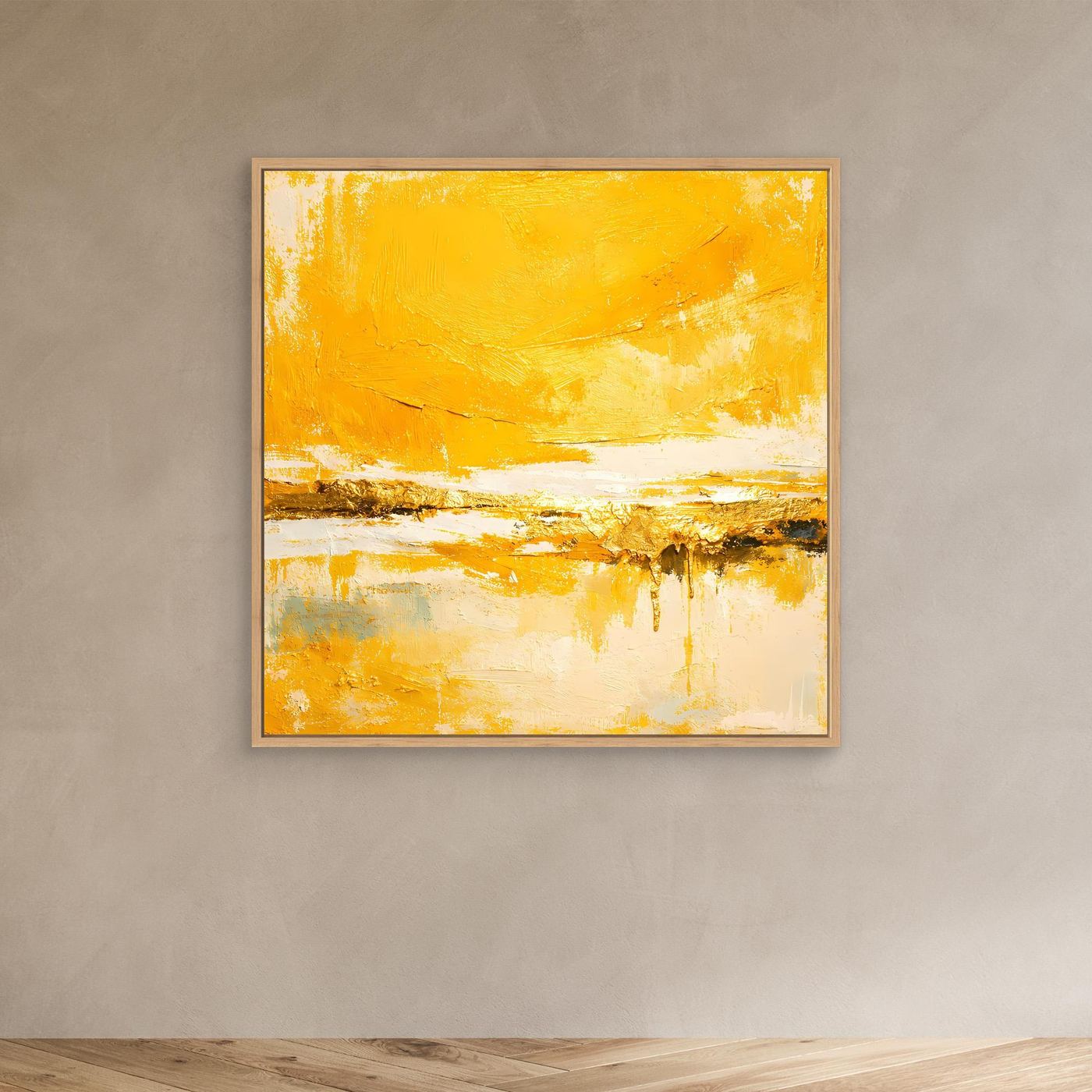 Leinwand Abstraktes Gemälde in Sonnengelb und Gold | Modernes Abstraktes Wandbild