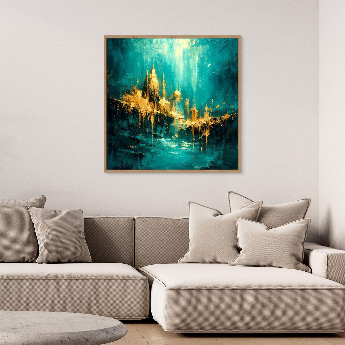 Leinwand Magische Goldene Stadt Atlantis | Abstraktes Unterwasser Wandbild