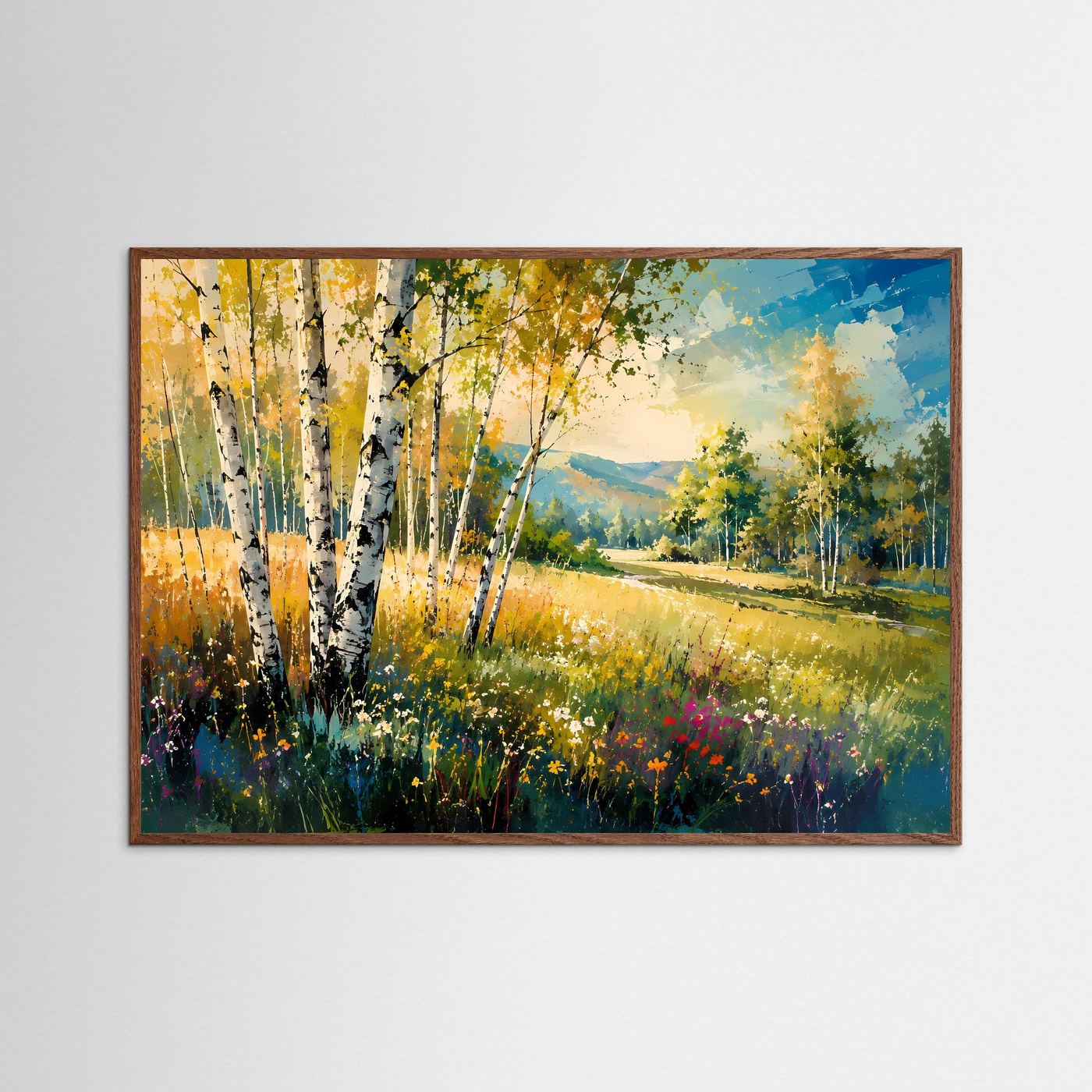 Goldener Birkenwald im Sommer | Landschafts-Poster & Kunstdruck Querformat