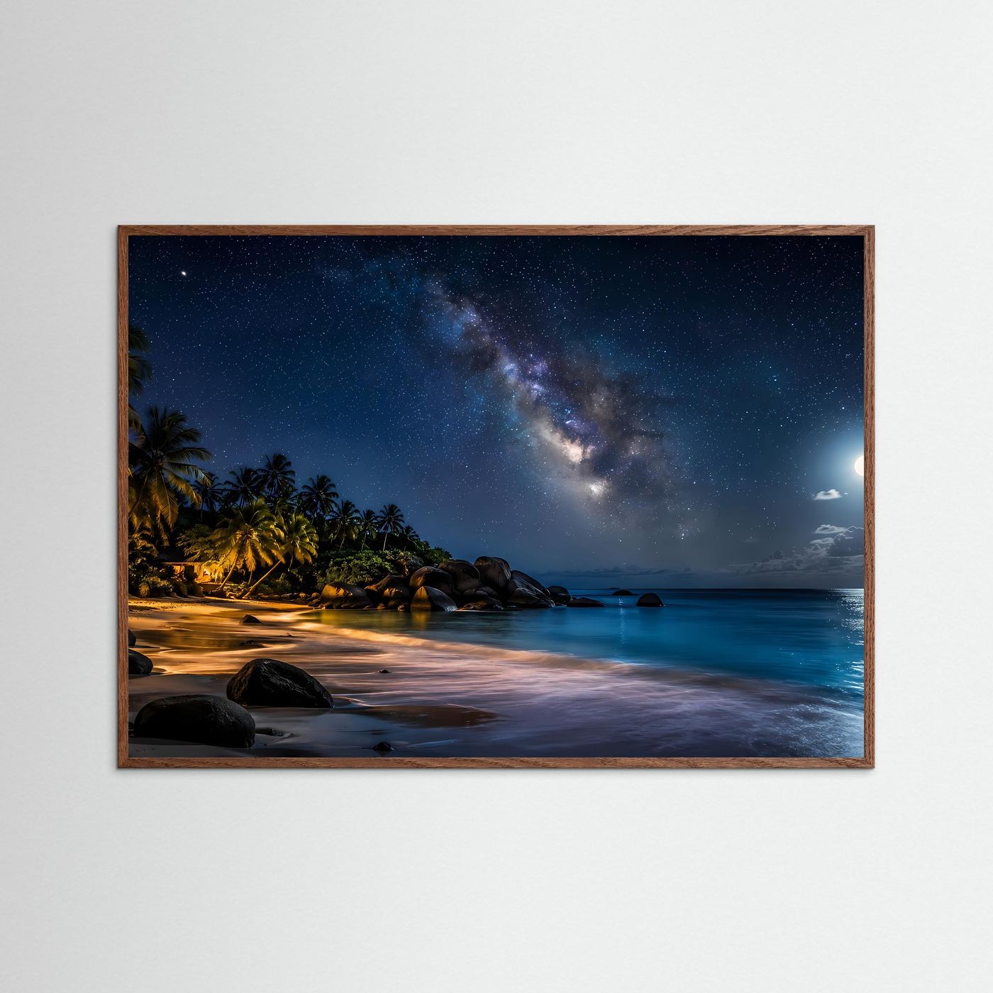 Tropischer Sternenhimmel am Strand | Magisches Nacht-Poster & Wandbild Querformat