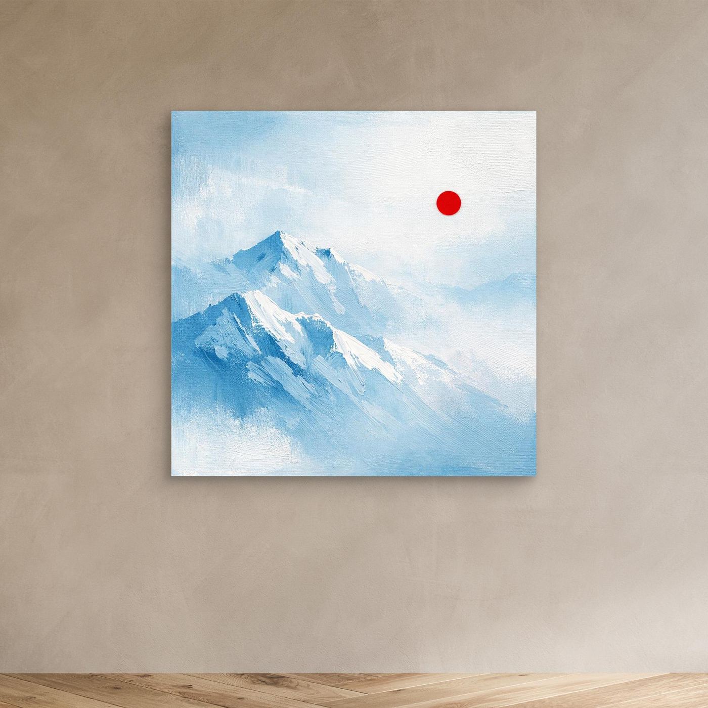 Leinwand Abstraktes Zugspitze Berg Wandbild | Alpin Minimalistisch Blau Weiß