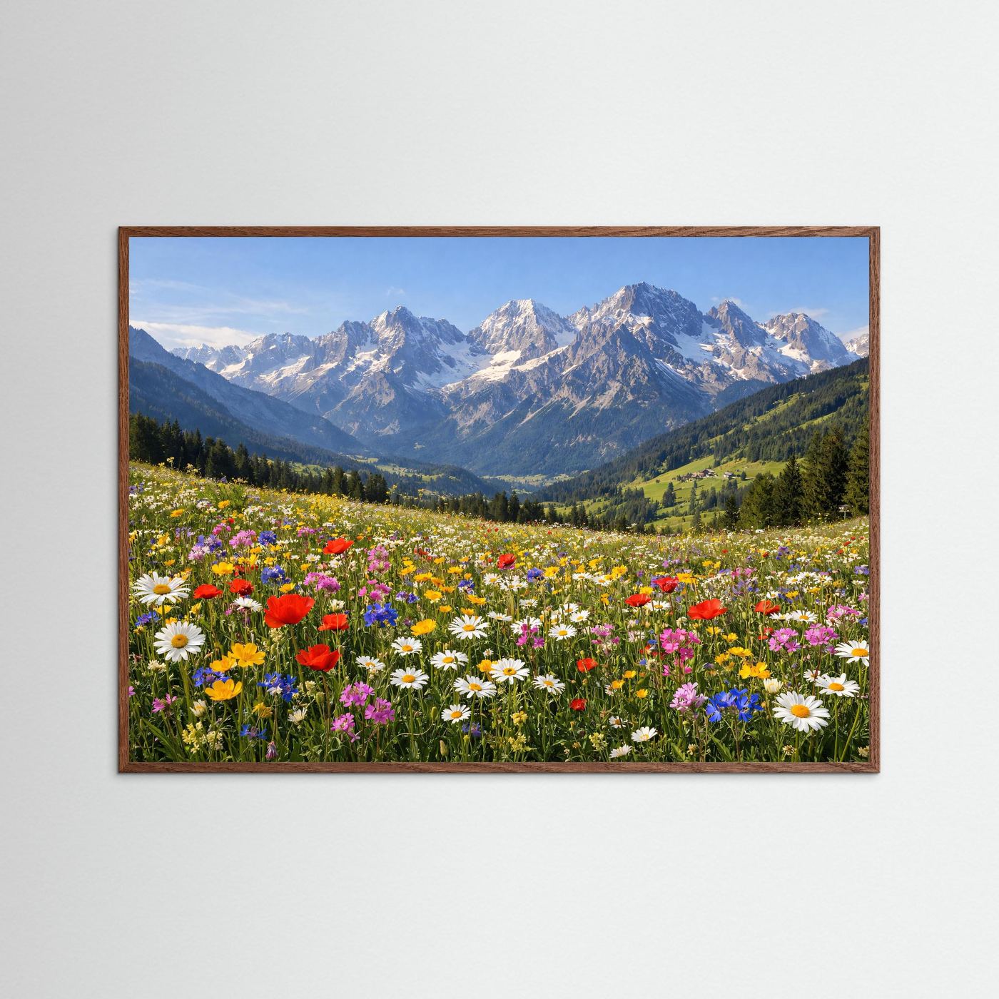 Blühende Alpenwiese vor schroffen Gipfeln | Panorama Berg & Natur Poster Querformat