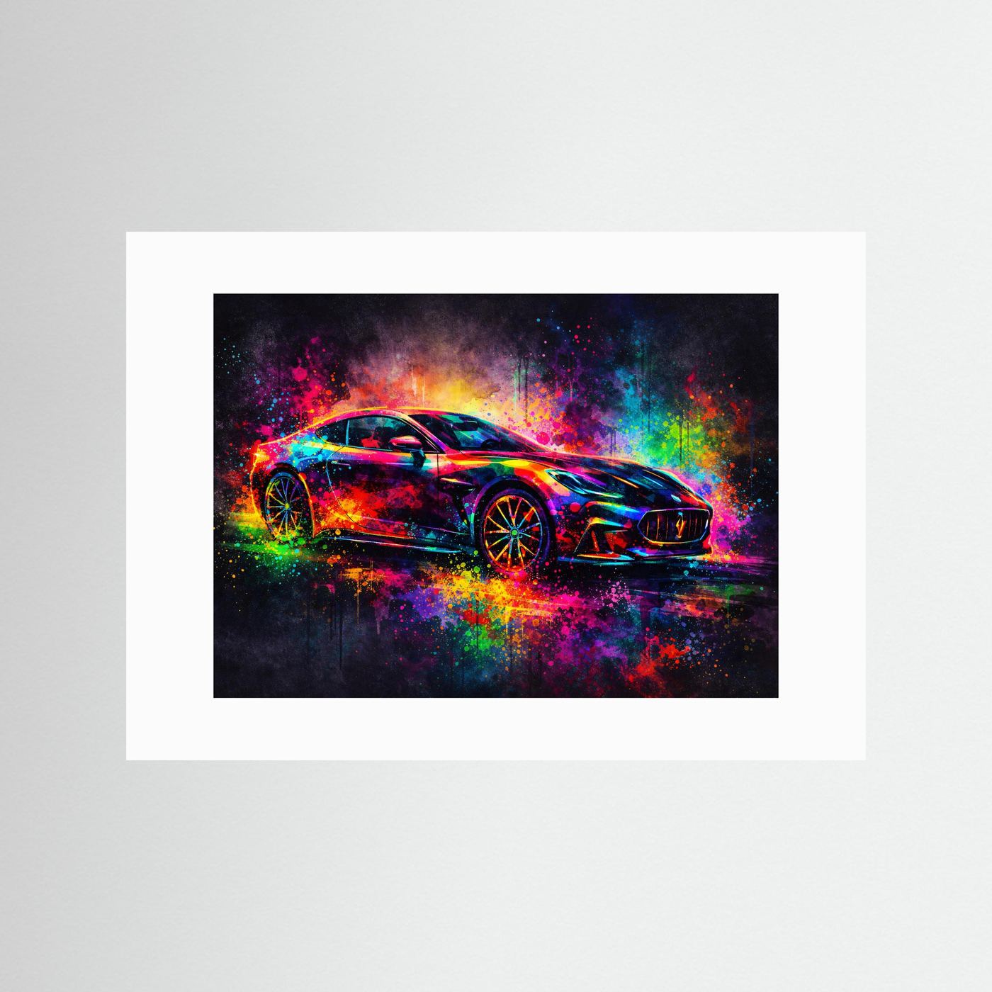 Pulsierende Dynamik & Sportwagen | Moderner Kunst Print Querformat Wandbild