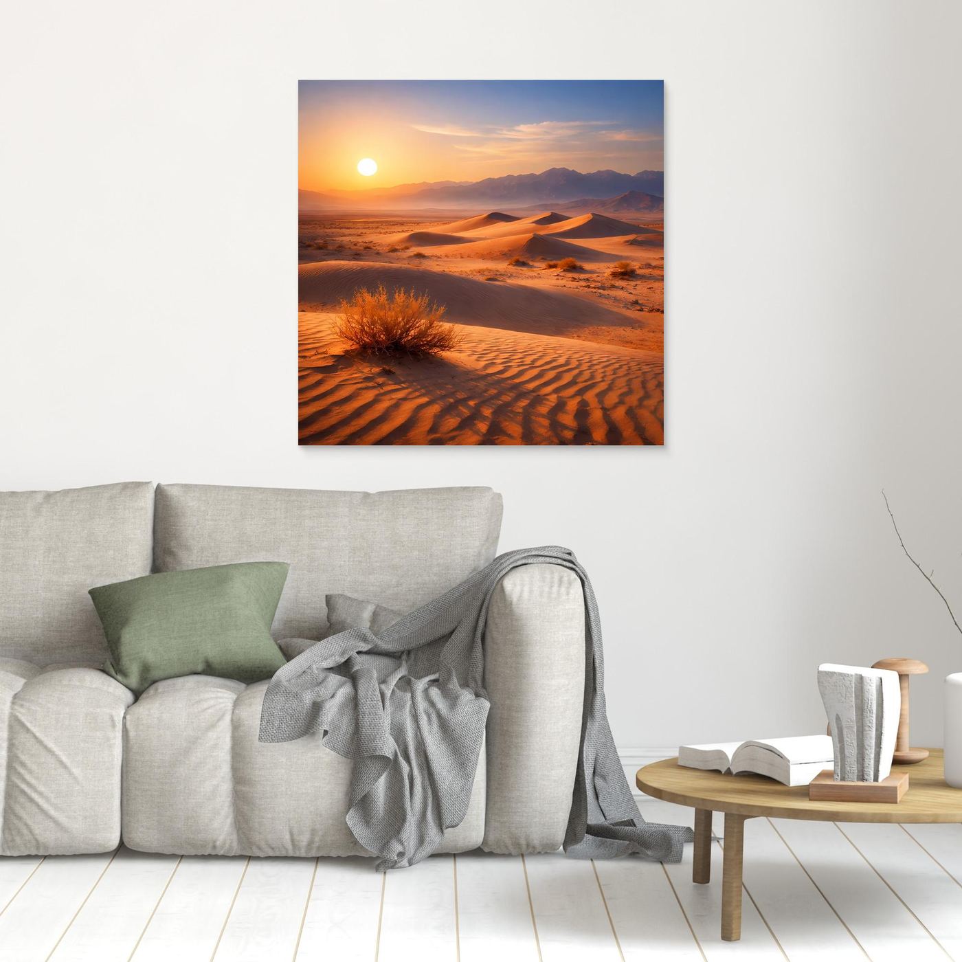 Leinwand Goldener Sonnenuntergang in der Wüste | Modernes Dünen-Landschaft Wandbild