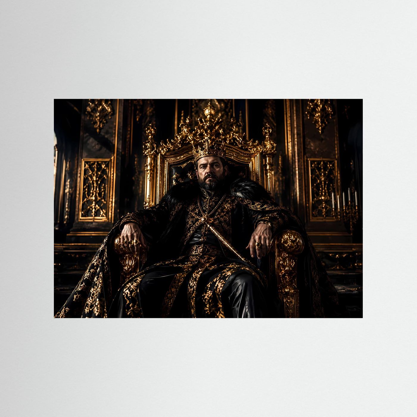 Mächtiger König auf goldenem Thron | Royaler Herrscher & Barock Poster