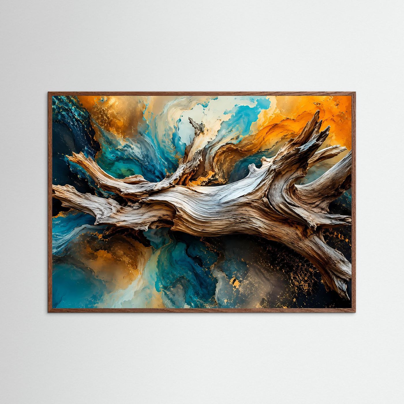 Urkräfte der Natur | Abstraktes Treibholz & Ozean Poster im Querformat