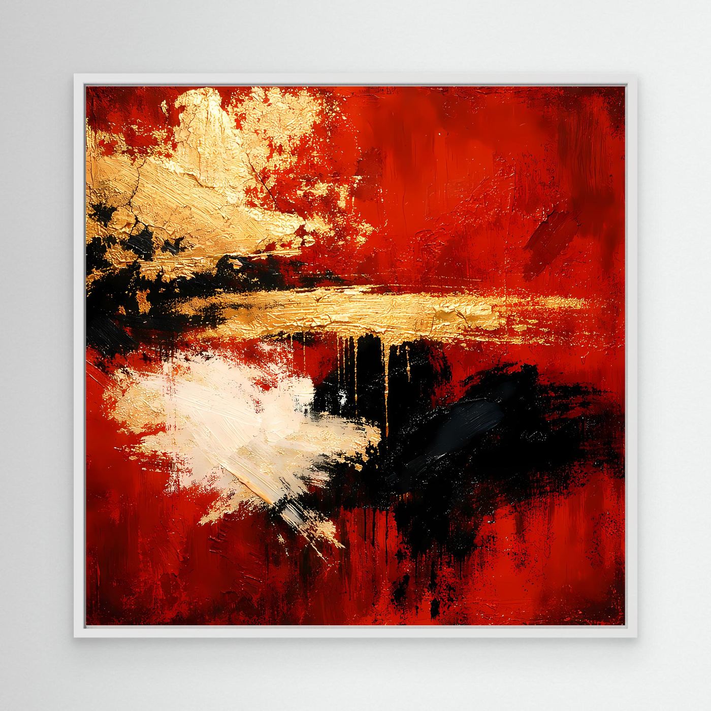 Leinwand Abstraktes Farbspiel in Rot und Gold | Modernes Progressives Wandbild