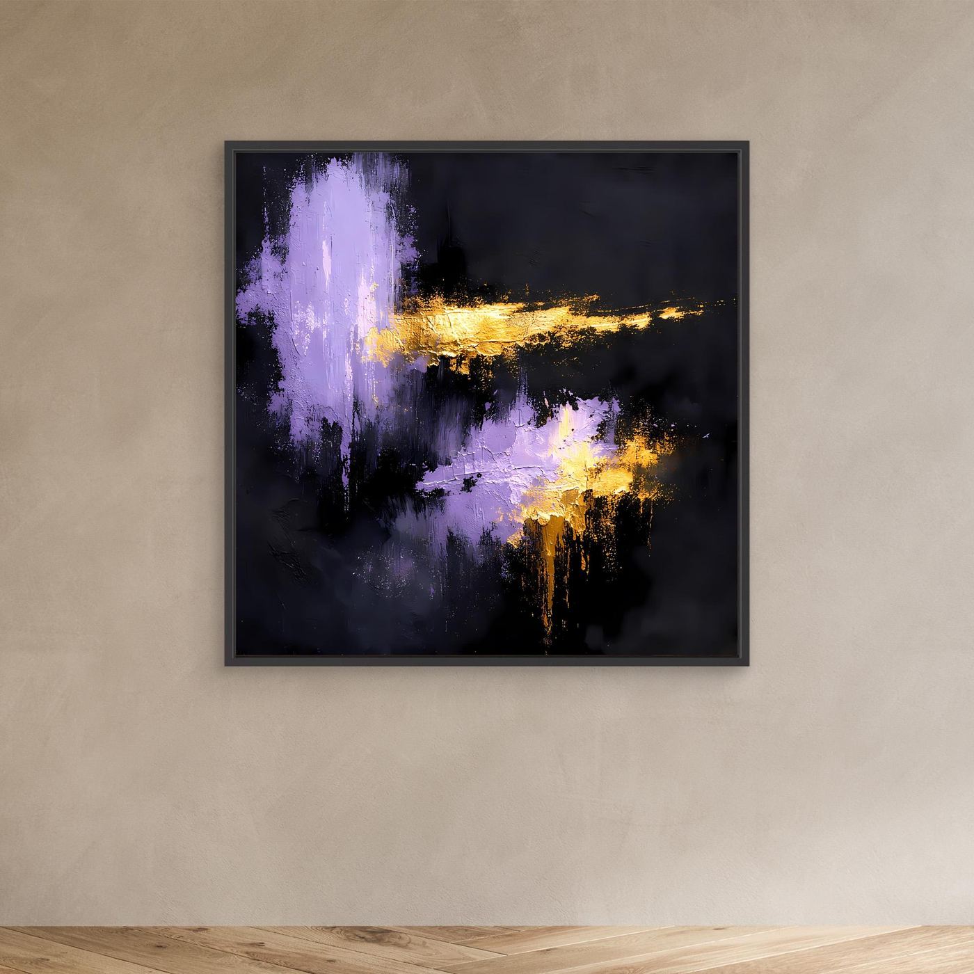 Leinwand Elegante Lila Nuancen und Gold | Modernes Abstraktes Expressionismus Wandbild