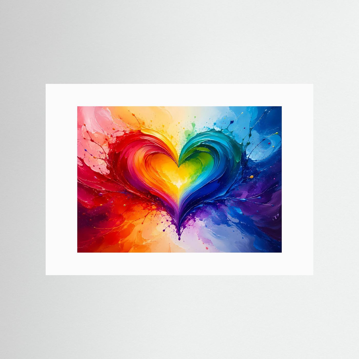 Regenbogen Herz Poster | Abstrakte Liebe Wandkunst | LGBTQ+ Herz Kunst | Farbenfrohes Modernes Wandbild