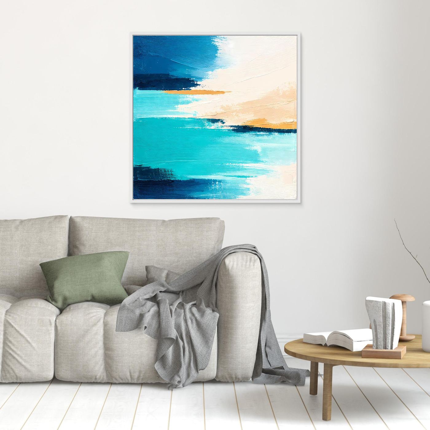 Leinwand Abstrakte Meeresbrise in Türkis und Beige | Modernes Acryl Wandbild