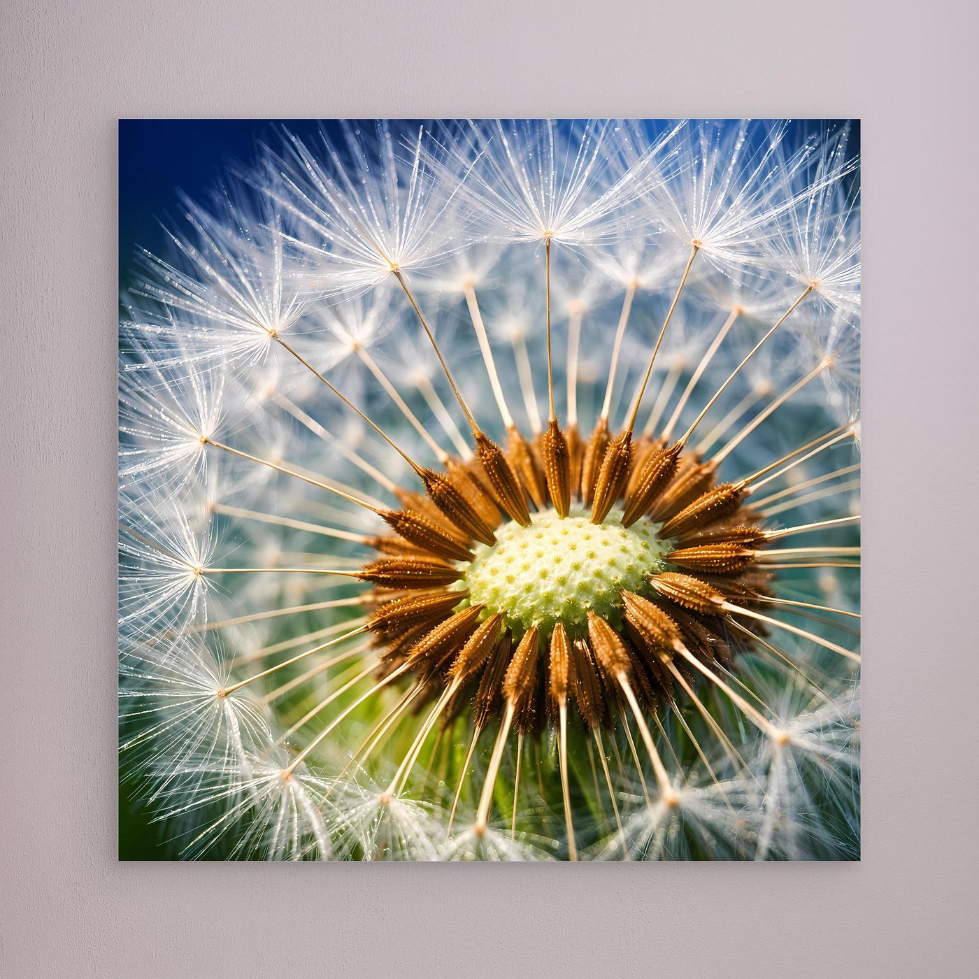 Leinwandbild mit Pusteblume im Makro ohne sichtbaren Rahmen