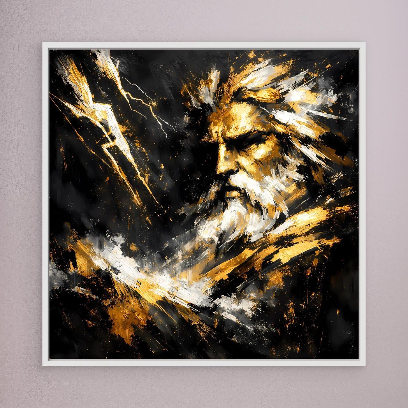 Leinwand Goldener Zeus Göttervater | Abstraktes Mythologie Wandbild Modern