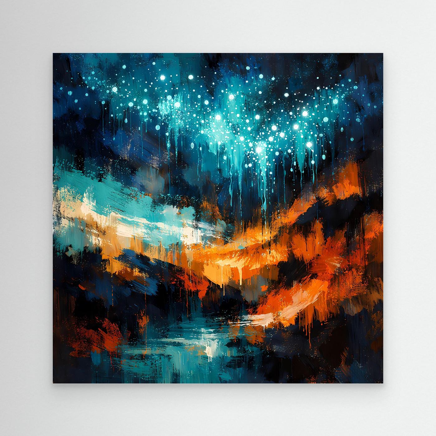 Leinwand Magische Glühwürmchen-Höhle | Abstraktes Natur Fantasy Wandbild