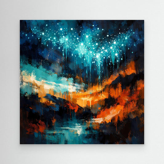Leinwand Magische Glühwürmchen-Höhle | Abstraktes Natur Fantasy Wandbild