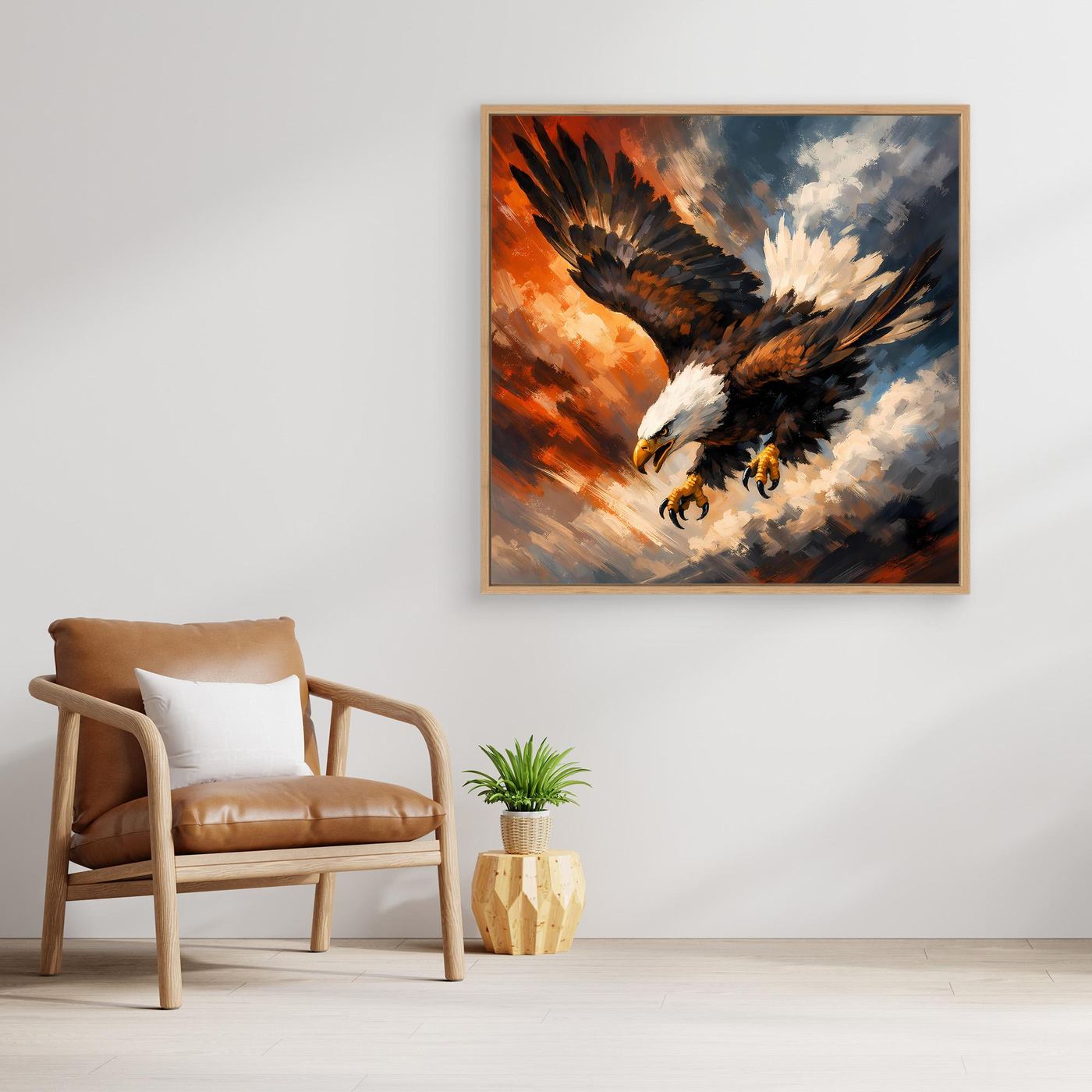 Leinwand Abstraktes Adler Gemälde | Modernes Kraftvolles Wandbild Fliegender Seeadler