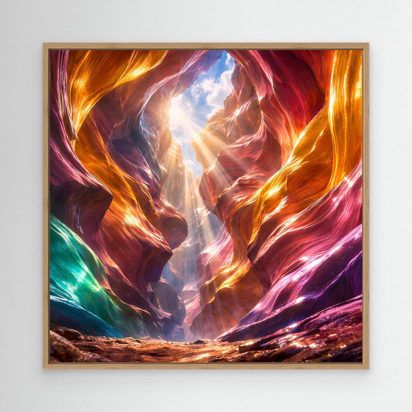 Leinwandbild Magischer Antelope Canyon | Abstraktes Felsenschauspiel Wandbild auf echtem Holzkeilrahmen