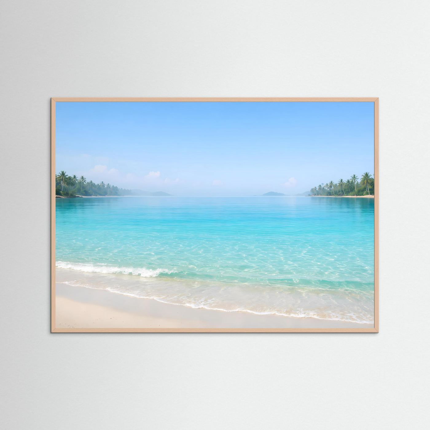 Traumhafte Tropenbucht mit Palmen | Panorama Strand & Meer Poster Querformat