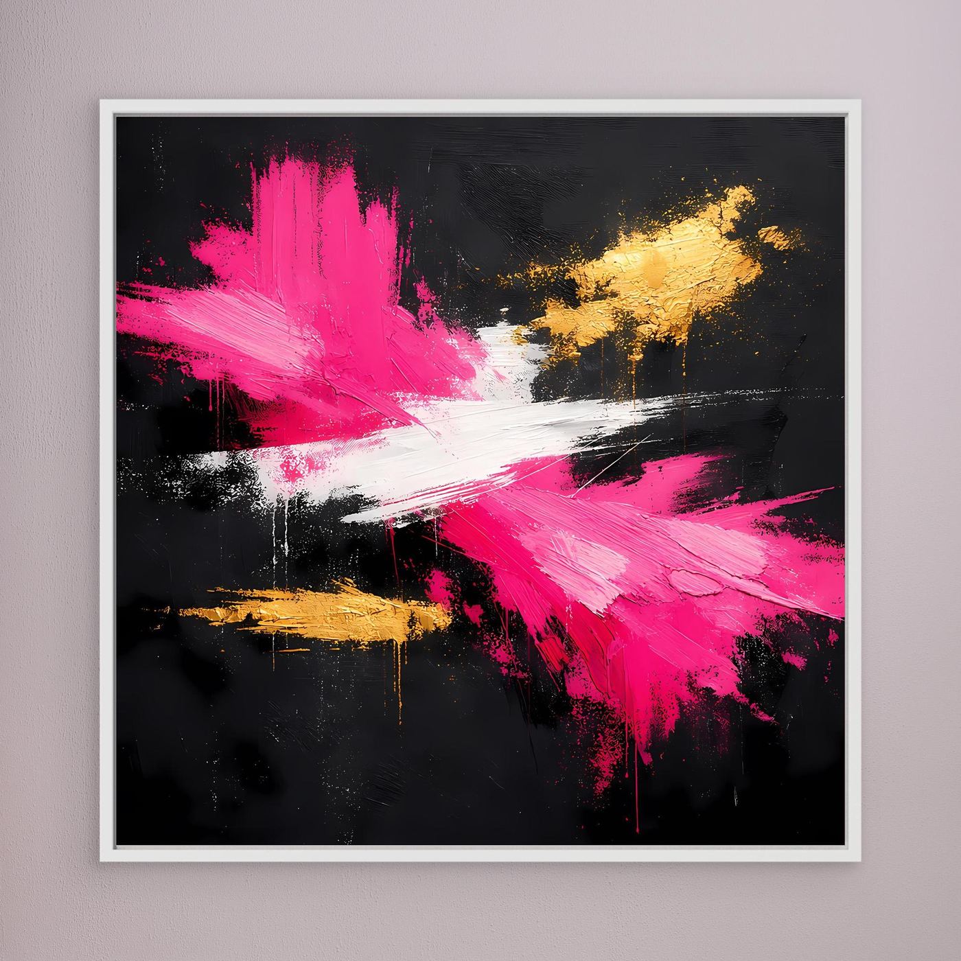 Leinwand Abstraktes Farbfeuerwerk in Pink & Gold | Modernes Acryl-Stil Wandbild