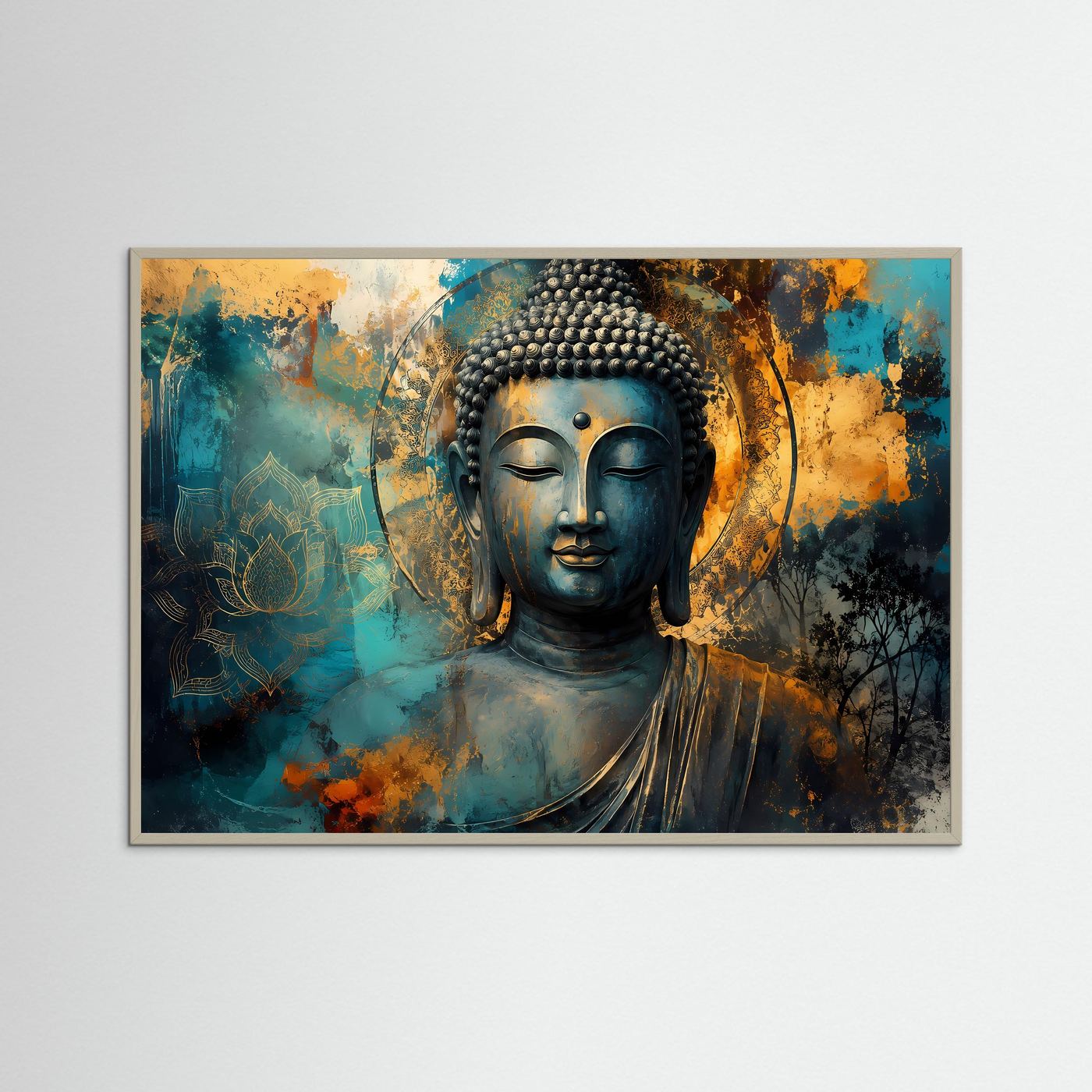 Meditierender Buddha mit Lotusblüte | Spirituelles Zen & Mindfulness Poster im Hochformat