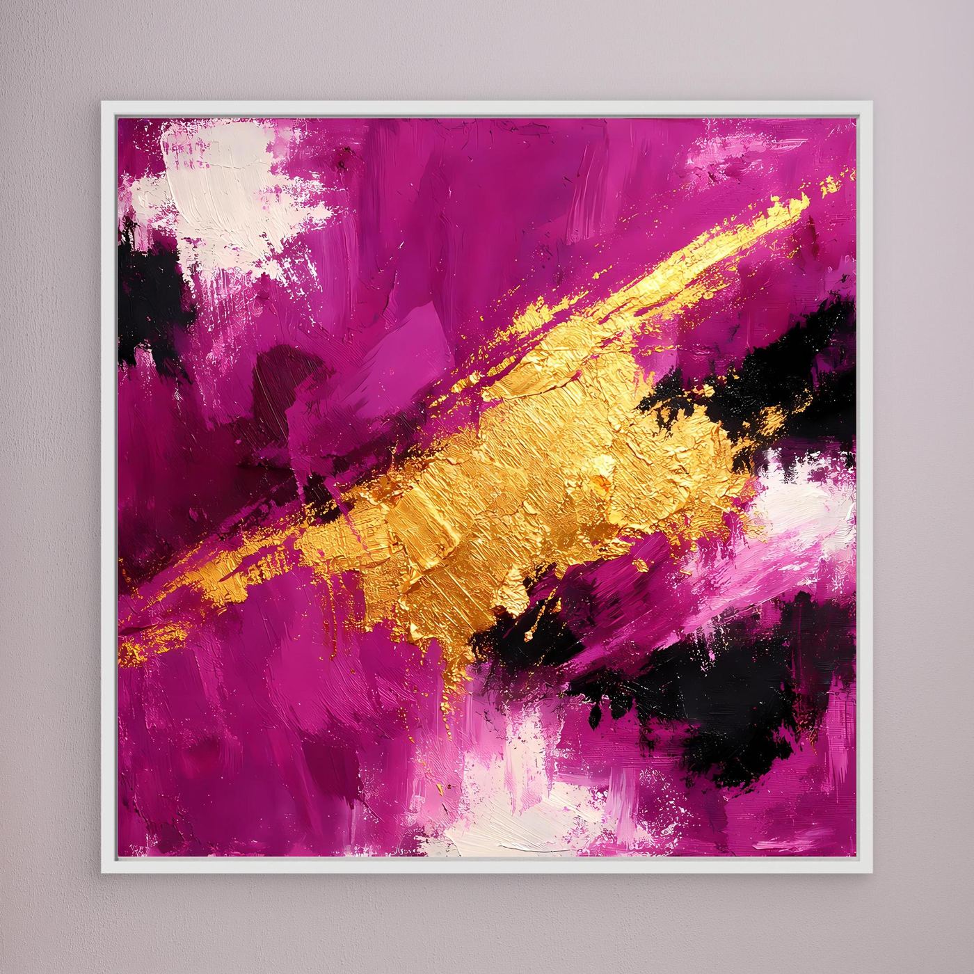 Leinwand Expressives Farbenspiel in Beere und Gold | Modernes Abstraktes Wandbild