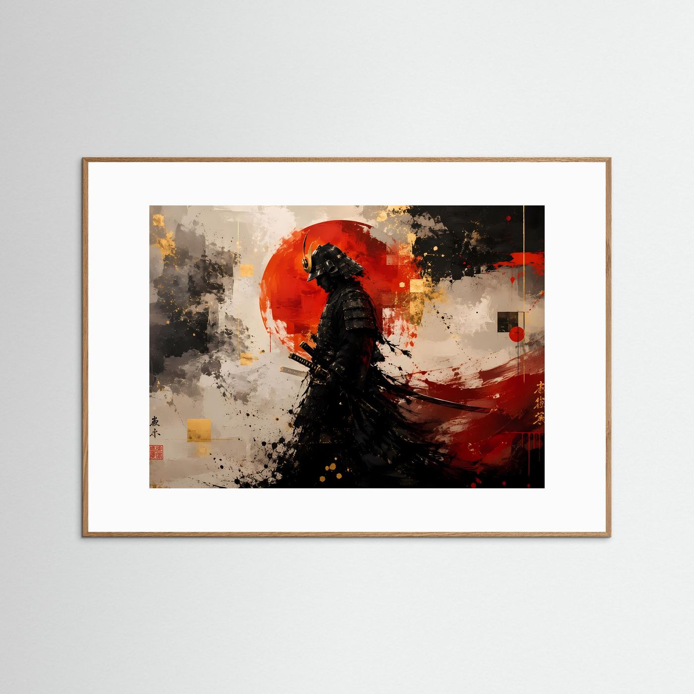 Pfad der Ehre: Samurai vor roter Sonne | Modernes Japan-Art Poster Querformat - Copy