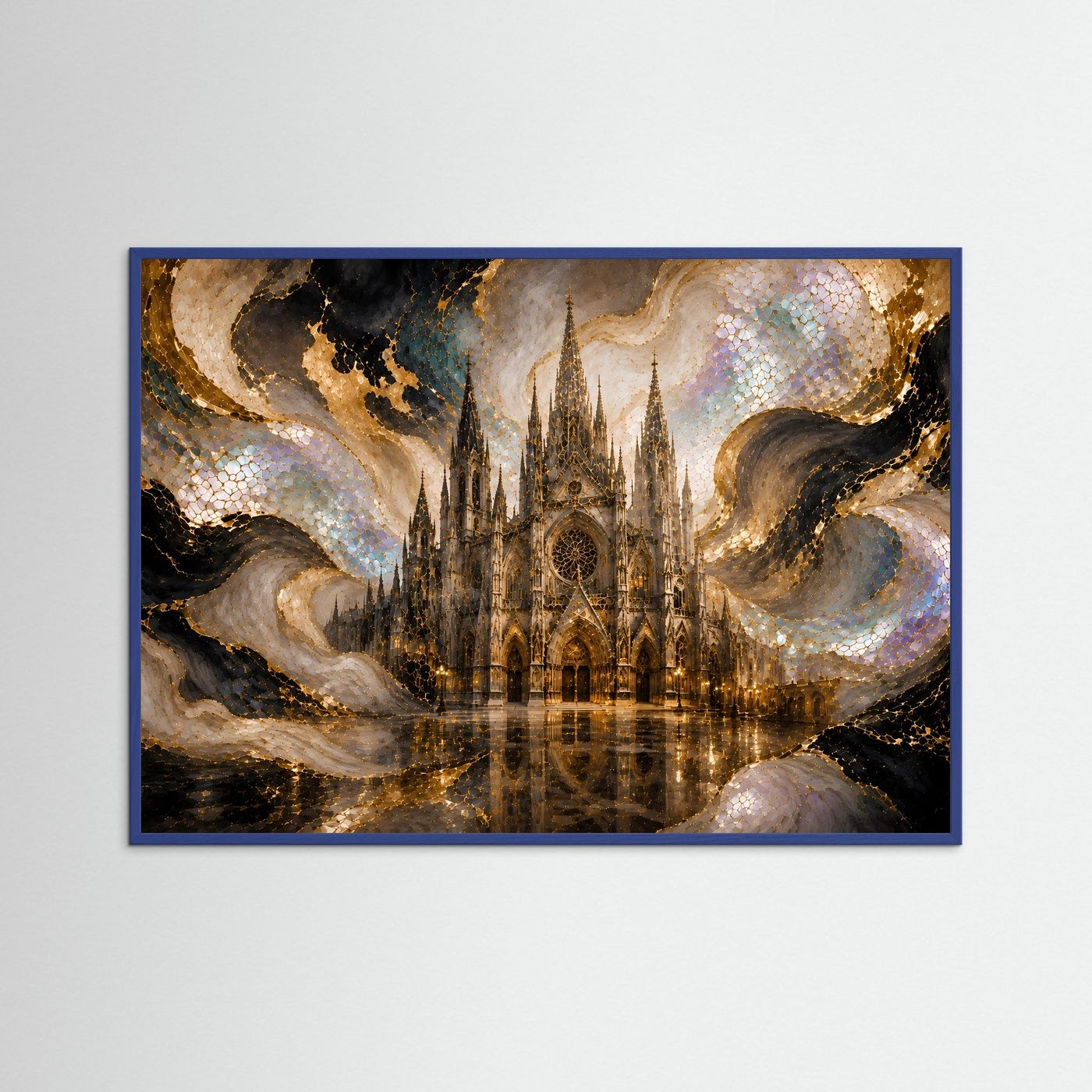 Majestätische gotische Kathedrale | Abstrakte Architektur in Gold & Perlmutt