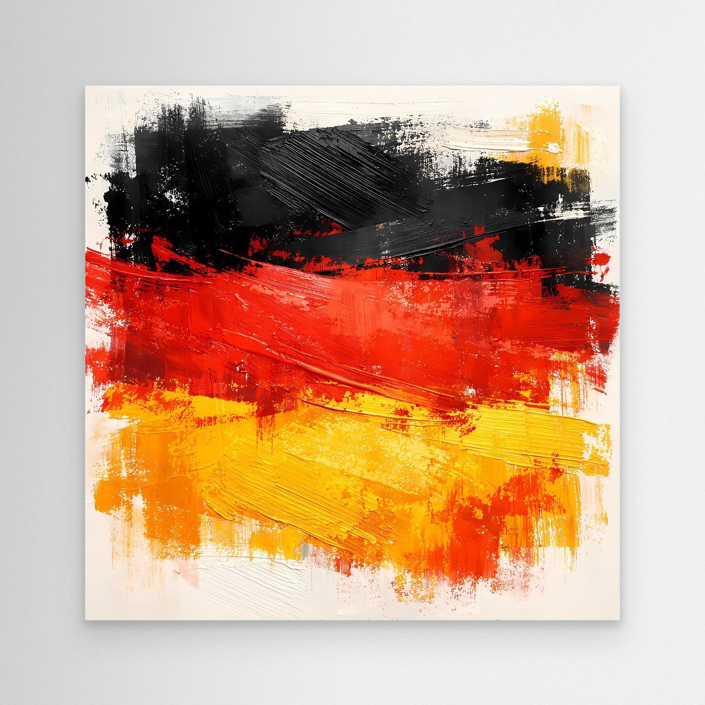 Abstract Germany flag wall art on canvas with red, yellow, and black brushstrokes