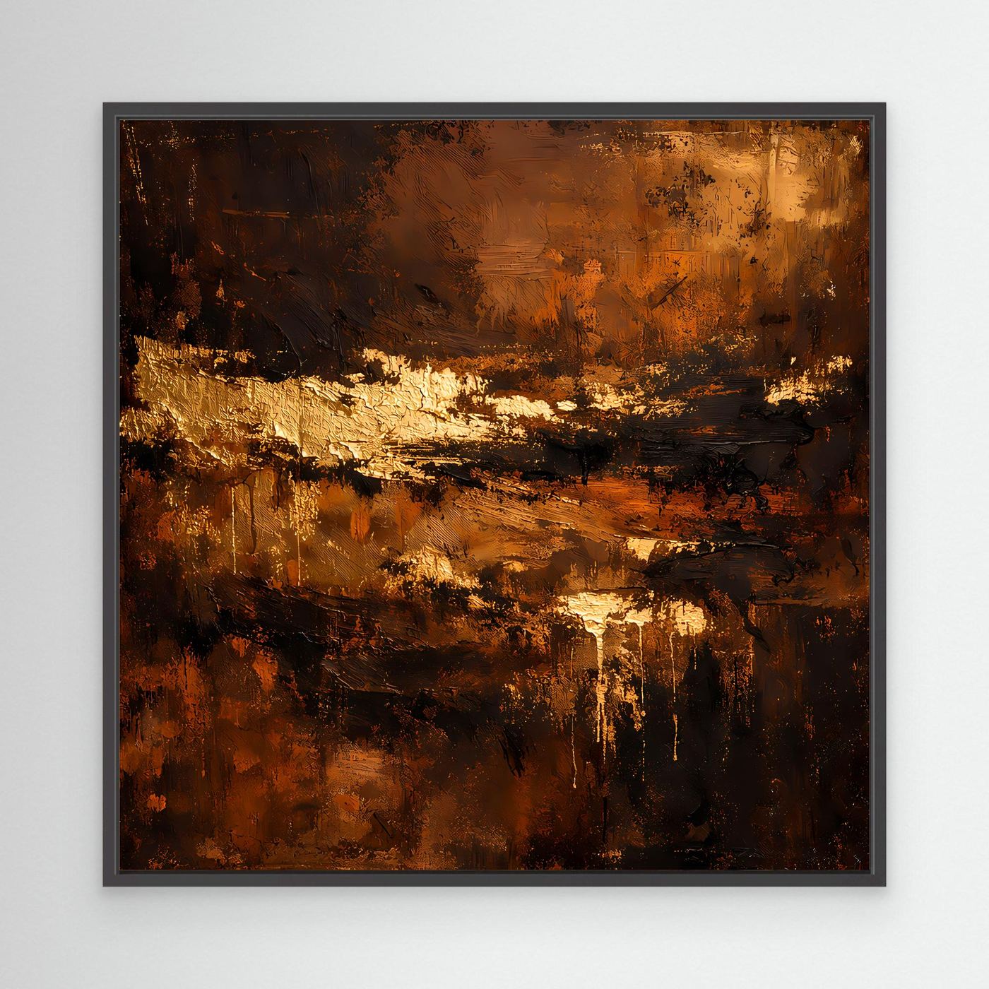 Leinwand Abstraktes Ölgemälde in Gold und Bronze | Modernes Luxus Wandbild