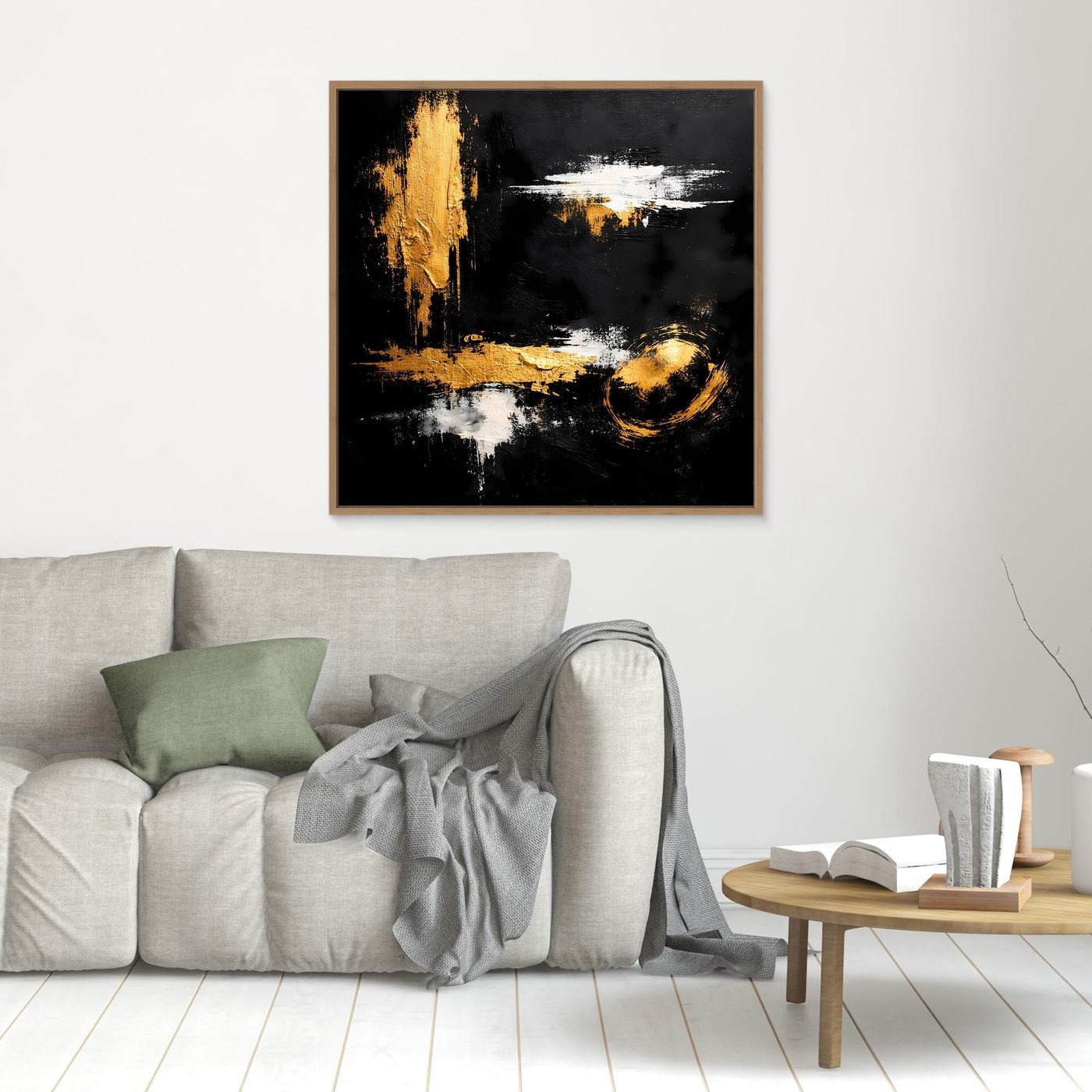 Leinwand Abstraktes Meisterwerk in Gold und Weiß | Modernes Galerie Wandbild