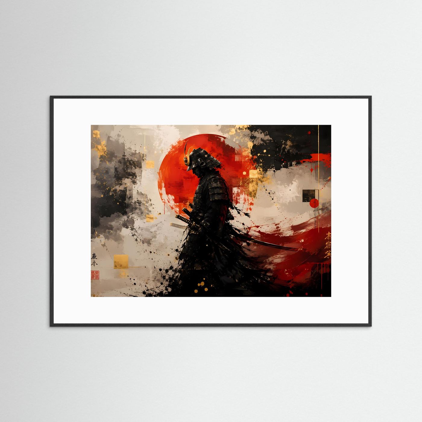 Pfad der Ehre: Samurai vor roter Sonne | Modernes Japan-Art Poster Querformat - Copy