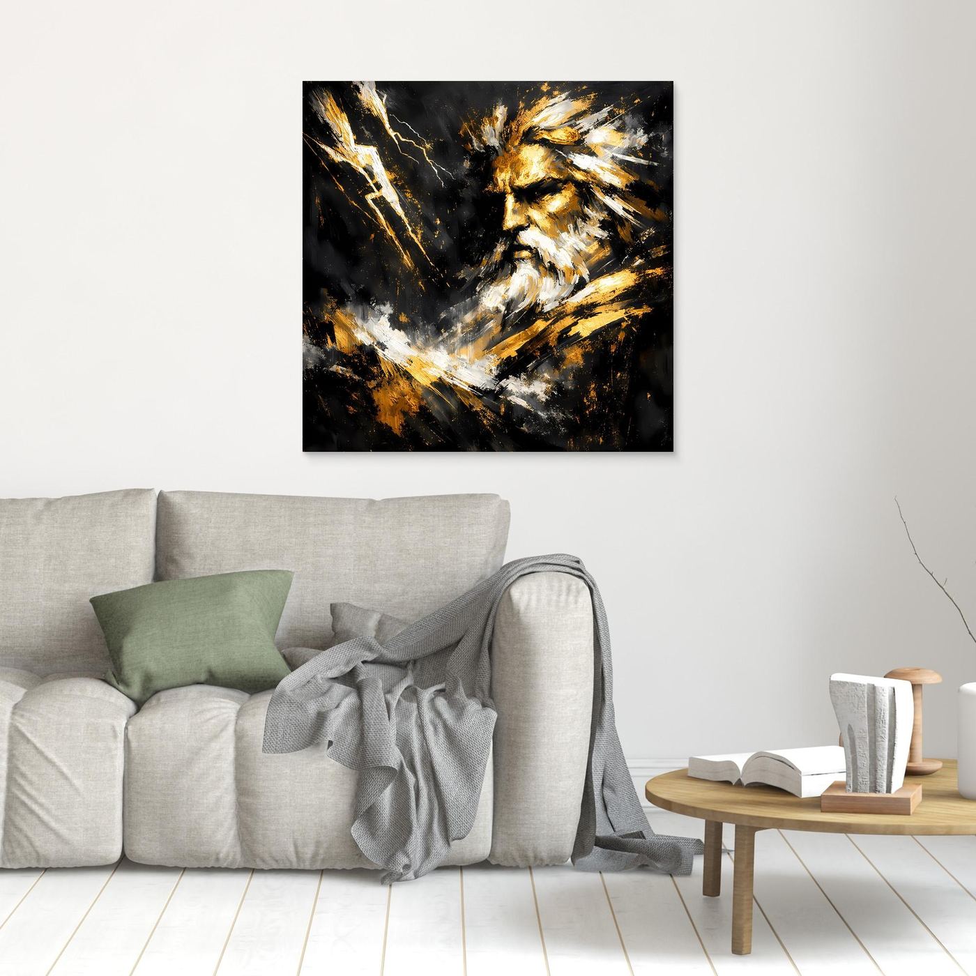 Leinwand Goldener Zeus Göttervater | Abstraktes Mythologie Wandbild Modern