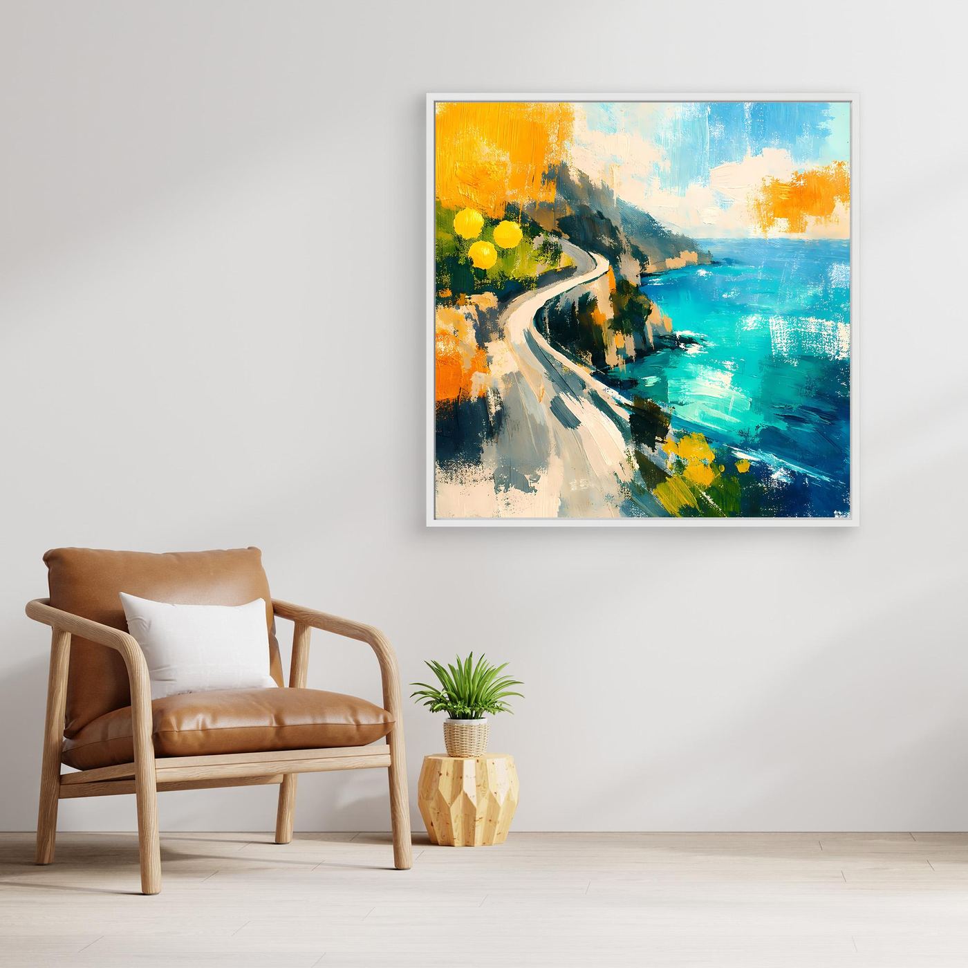 Leinwand Malerische Küstenstraße am Meer | Abstraktes Amalfi Wandbild