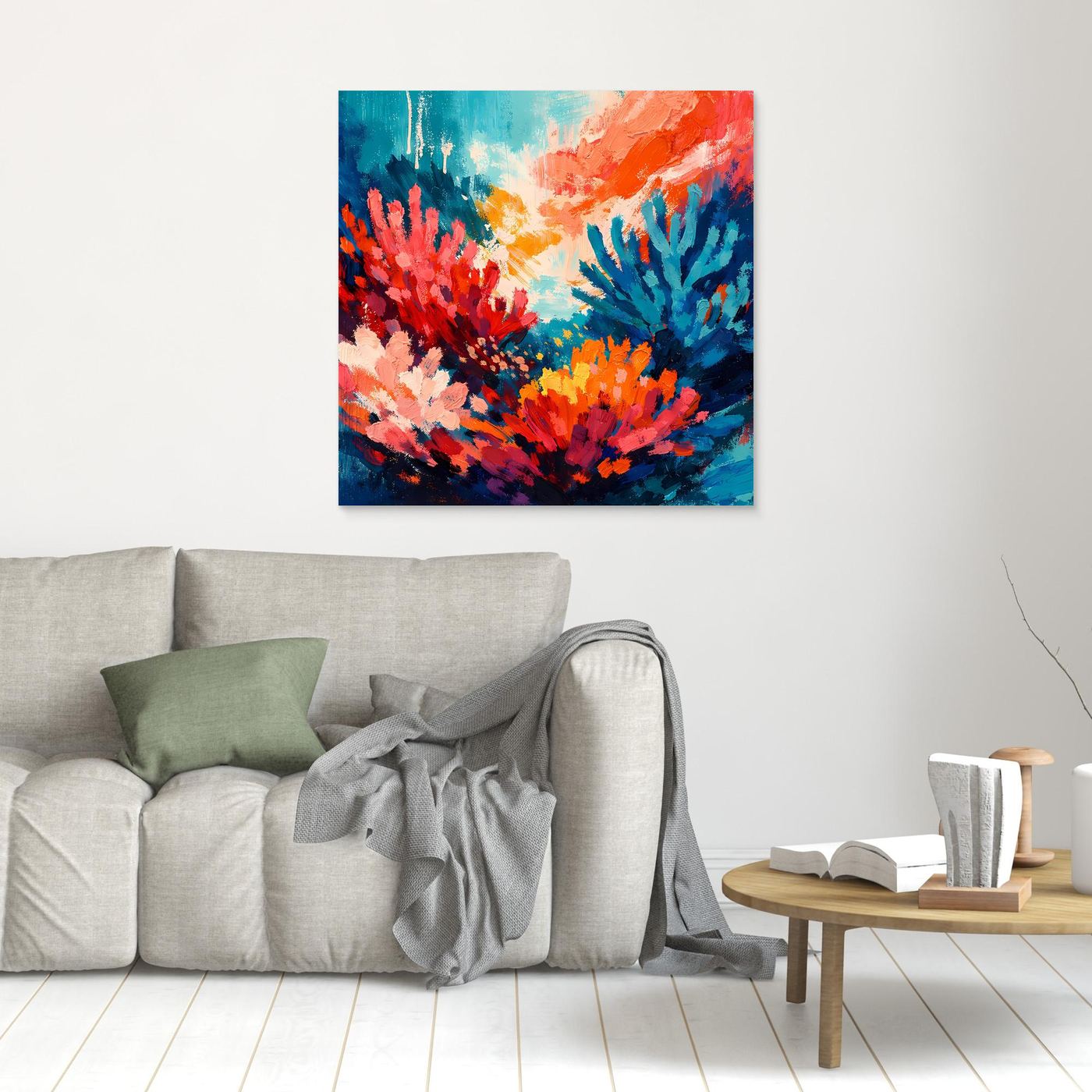 Leinwand Abstraktes Korallenriff im Farbenrausch | Modernes Unterwasser Wandbild