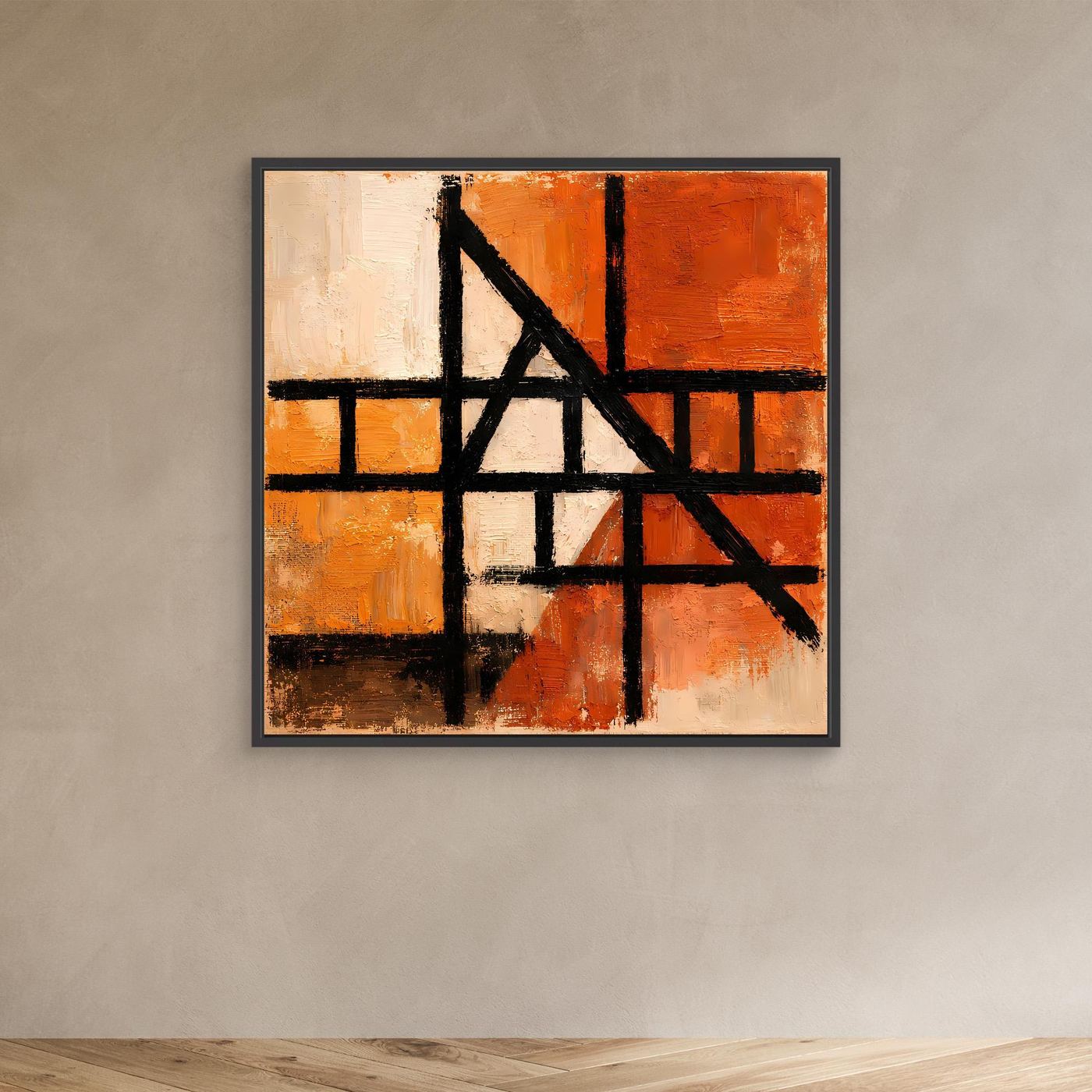 Leinwand Geometrische Linien auf Terrakotta | Abstraktes Modernes Wandbild