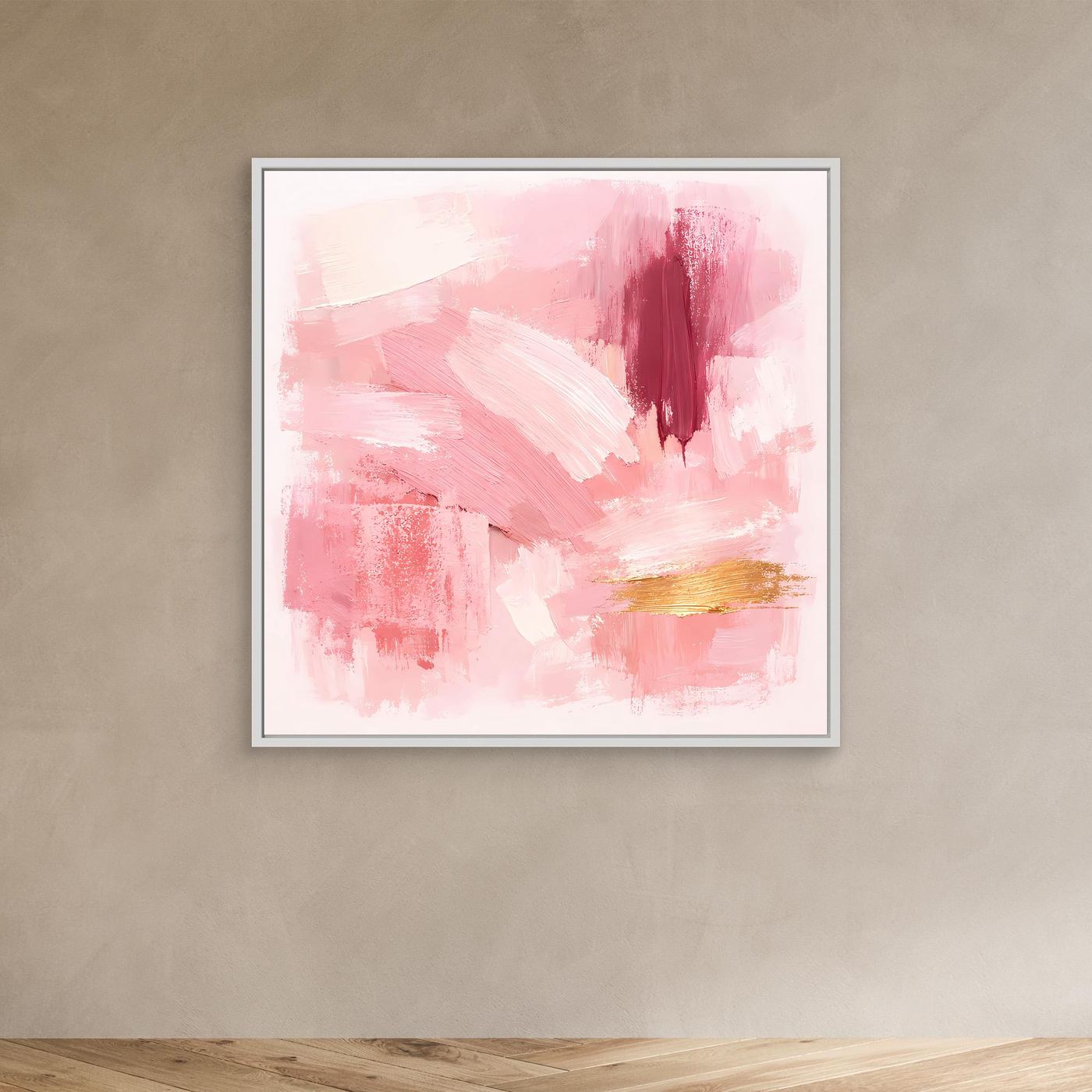 Leinwand Abstraktes Gemälde in Rosa und Gold | Modernes Elegantes Wandbild Pastell