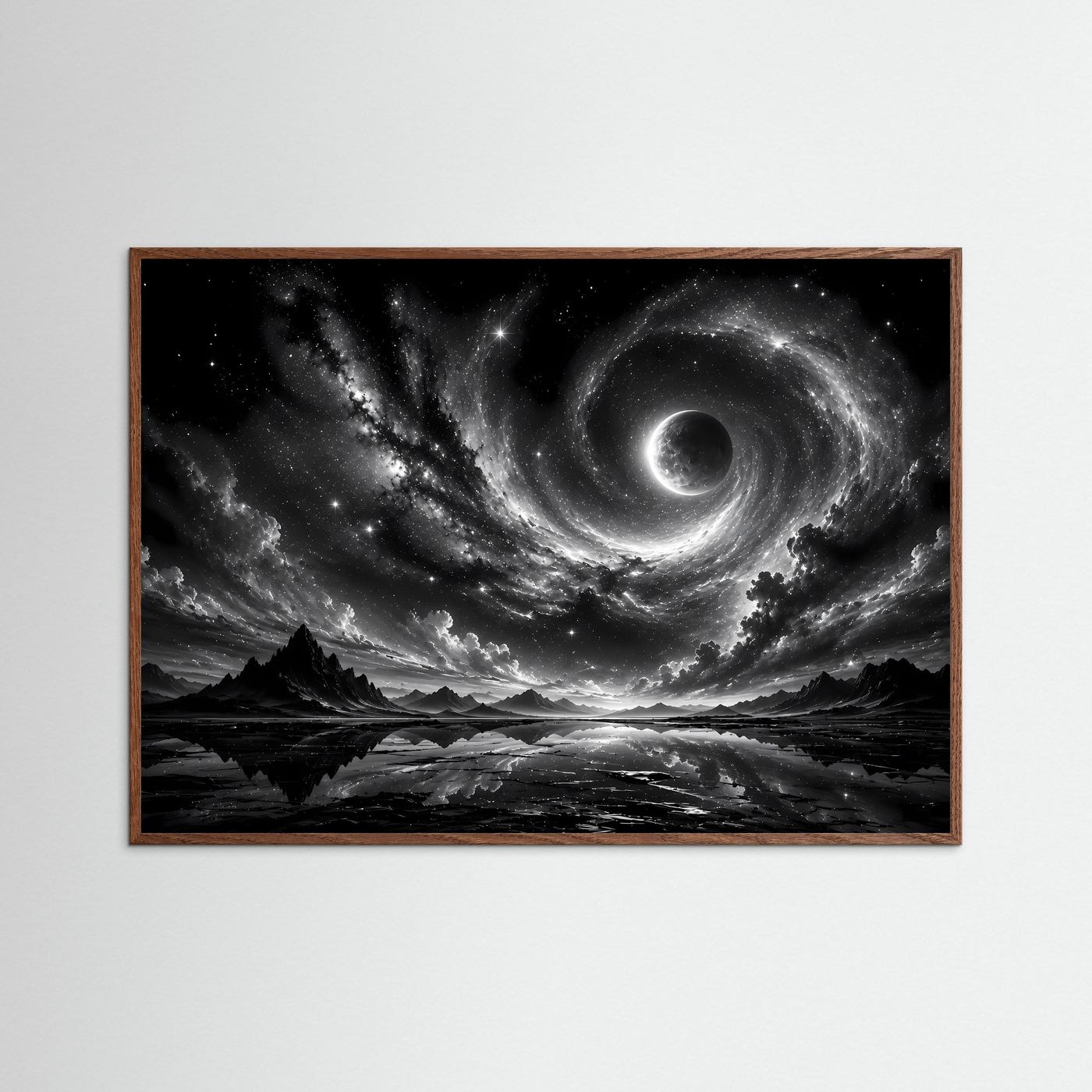 Schwarz Weiß Weltall Poster | Kosmisches Universum Wandbild | Abstrakte Galaxie Modern | Monochrome Wandkunst