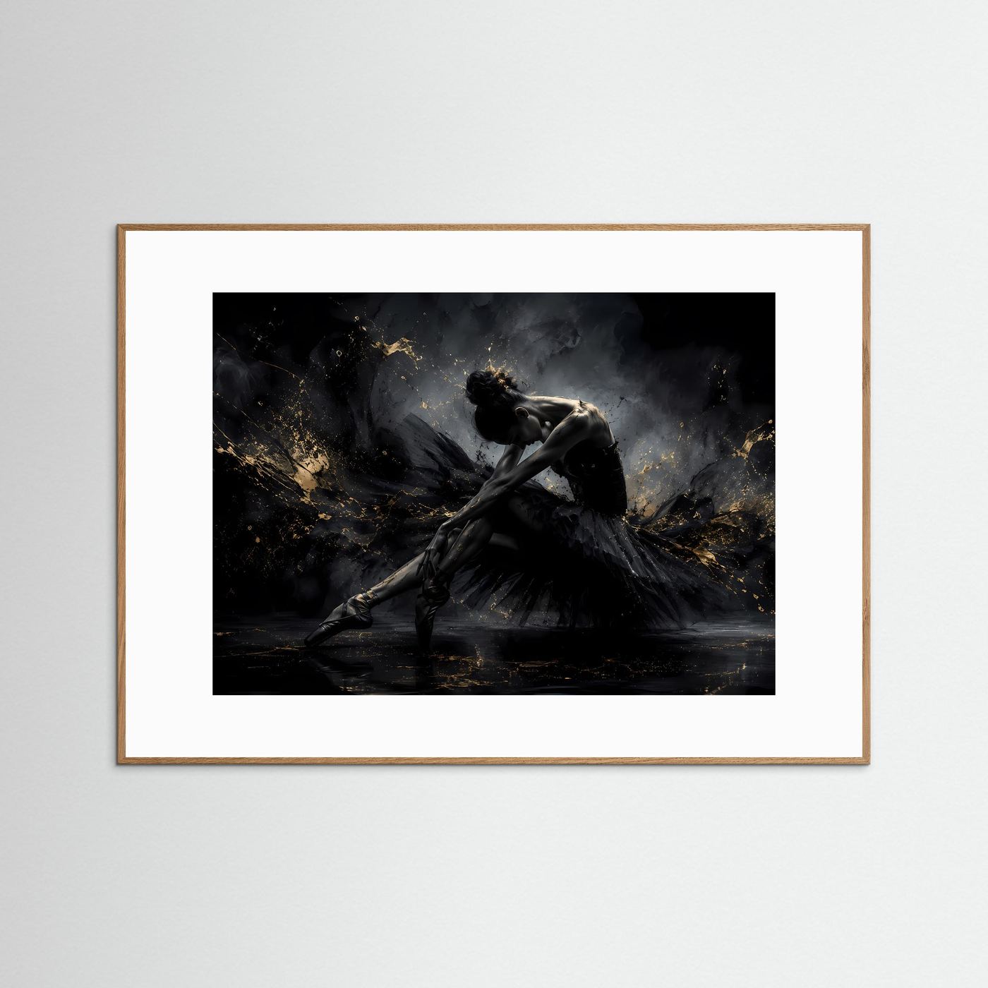 Anmut in Schwarz & Gold | Elegantes Ballerina Poster im Modern Art Stil