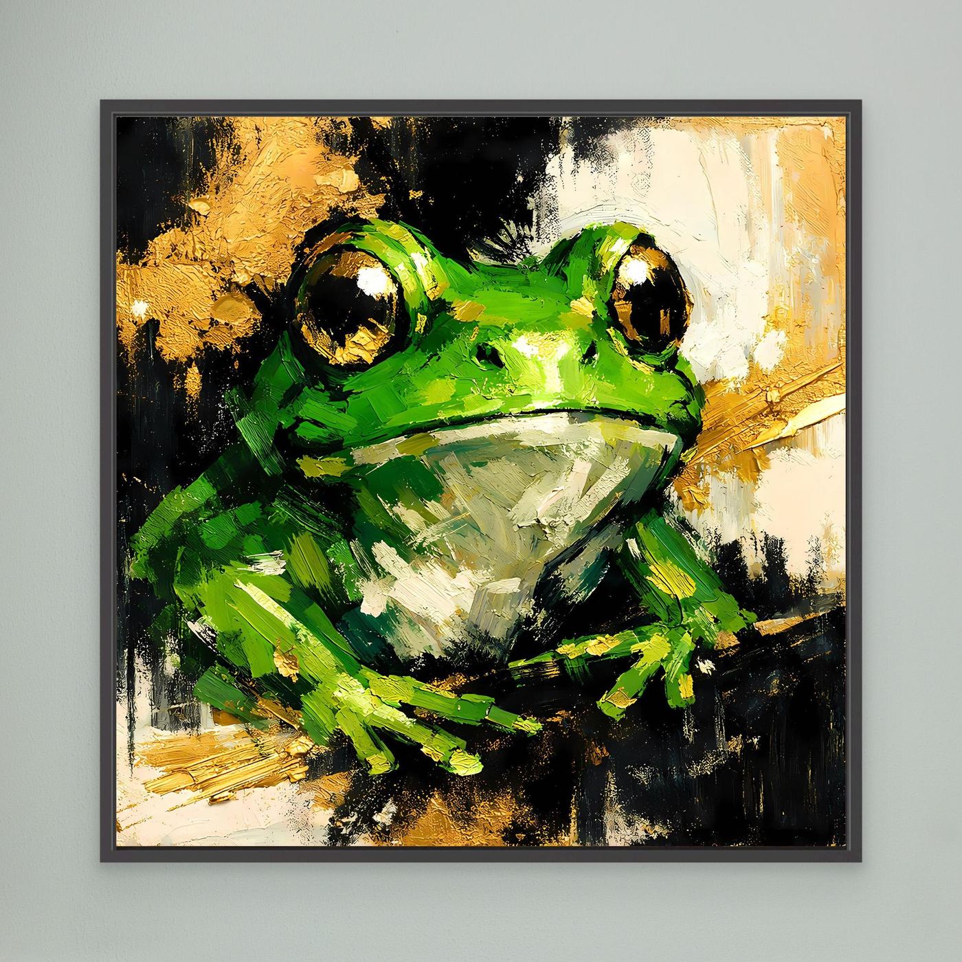 Leinwand Farbenfroher Grüner Frosch | Abstraktes Tier Wandbild