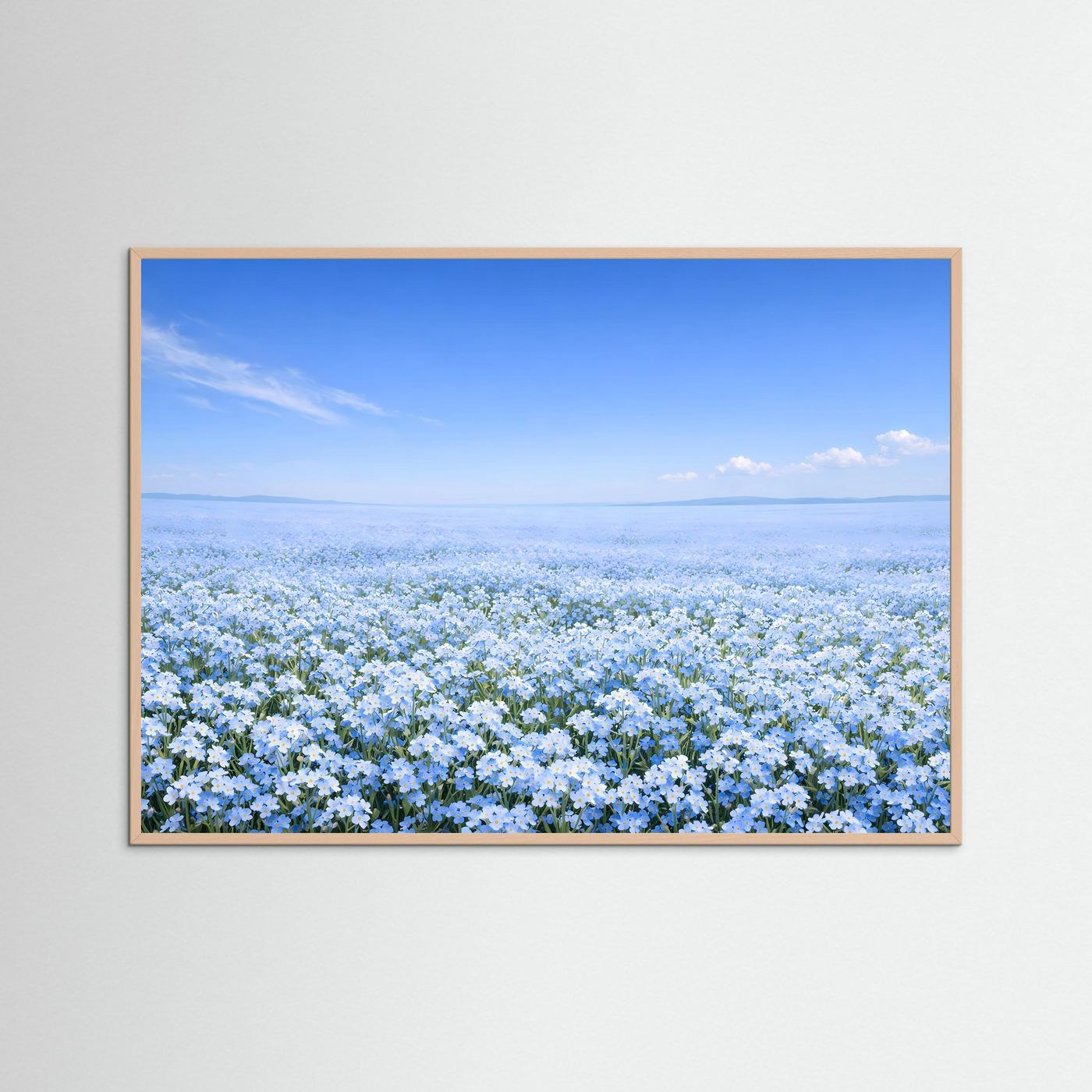 Endloses Vergissmeinnicht Blumenfeld | Blaues Blütenmeer Natur Poster Querformat