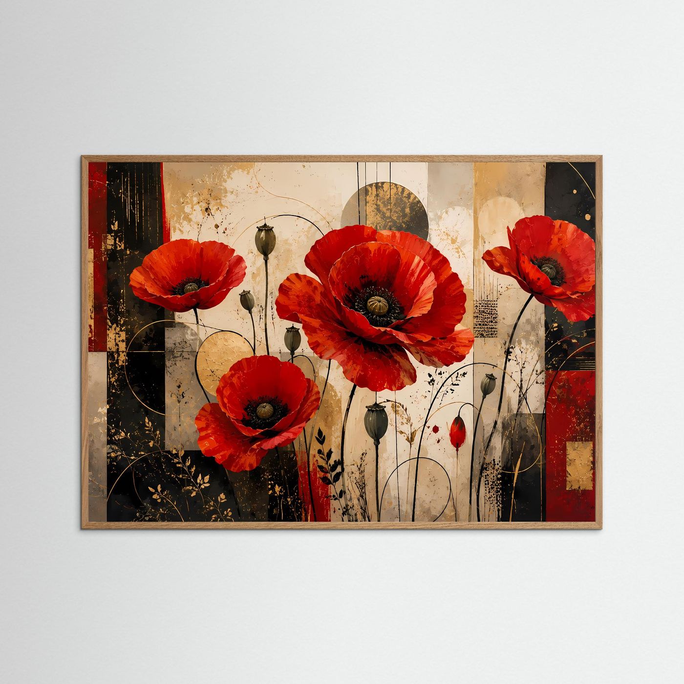 Elegante Mohnblumen im abstrakten Stil | Blumen & Kunst-Wandbild