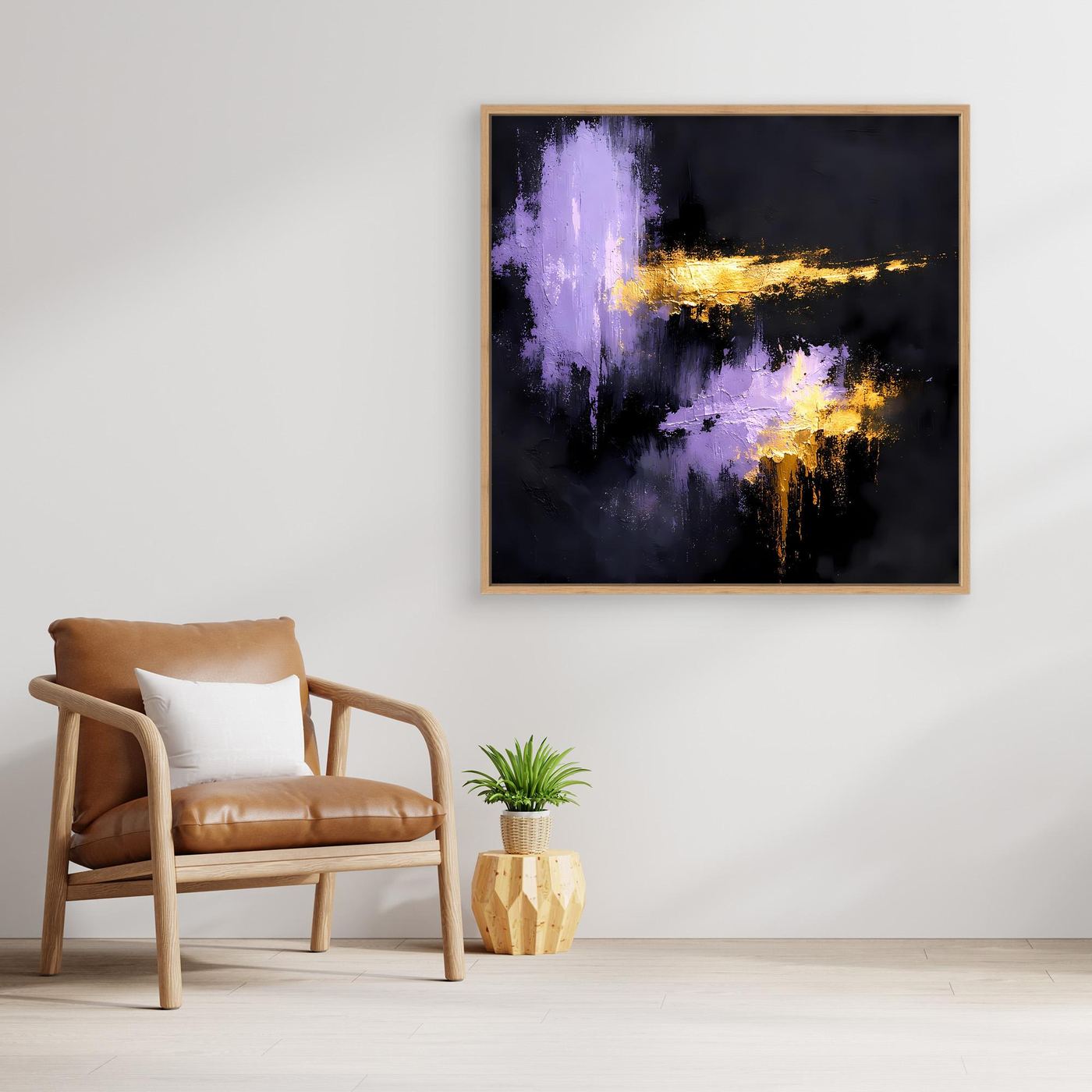 Leinwand Elegante Lila Nuancen und Gold | Modernes Abstraktes Expressionismus Wandbild