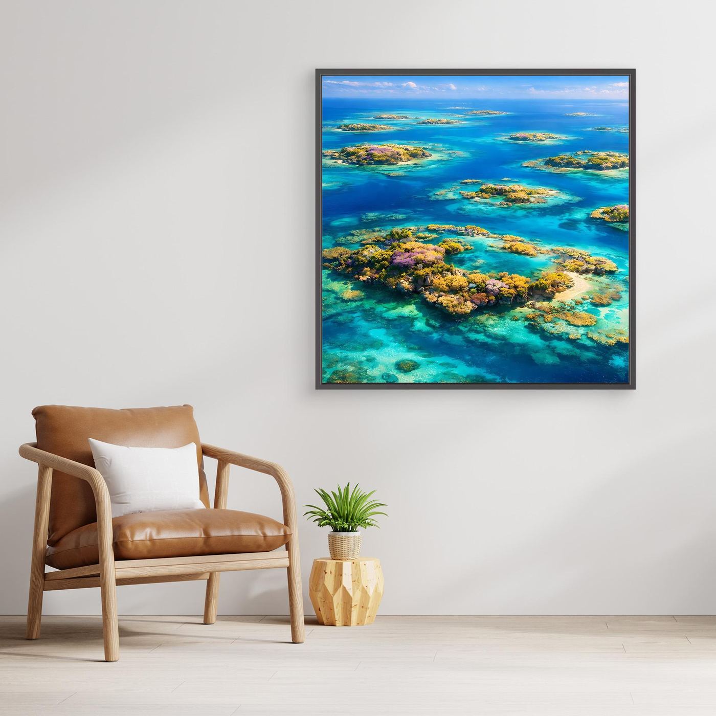 Leinwandbild Paradiesische Inselwelt | Tropisches Atoll Wandbild auf echtem Holzkeilrahmen