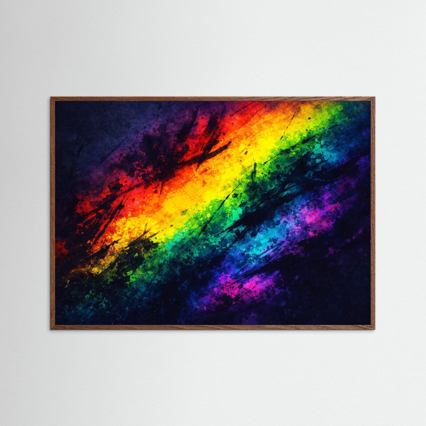 Dynamischer Regenbogen & Farbkontrast | Moderner Kunst Print Querformat Wandbild